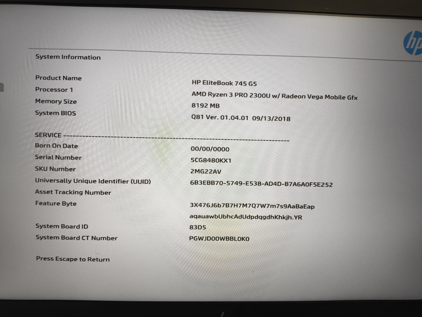 HP EliteBook 745 G5 14.0 FHD IPS, Ryzen 3 Pro 2300U 8GB 128GB SSD 0%, Palūžę vyriai. - Image 3