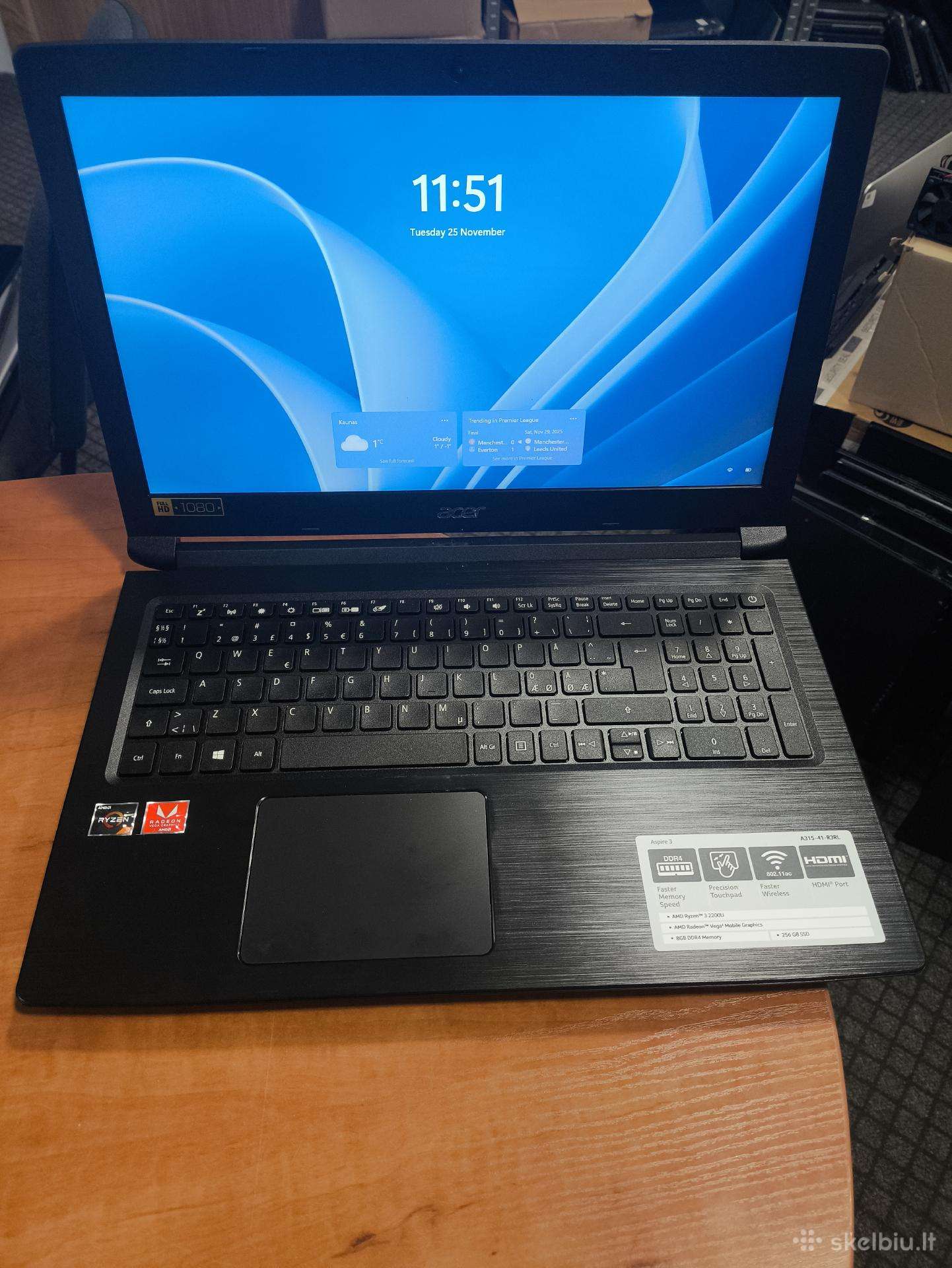 Acer Aspire 3 A315-41 15.6 Fhd Ryzen 3 2200u 8gb 256gb SSD 11%