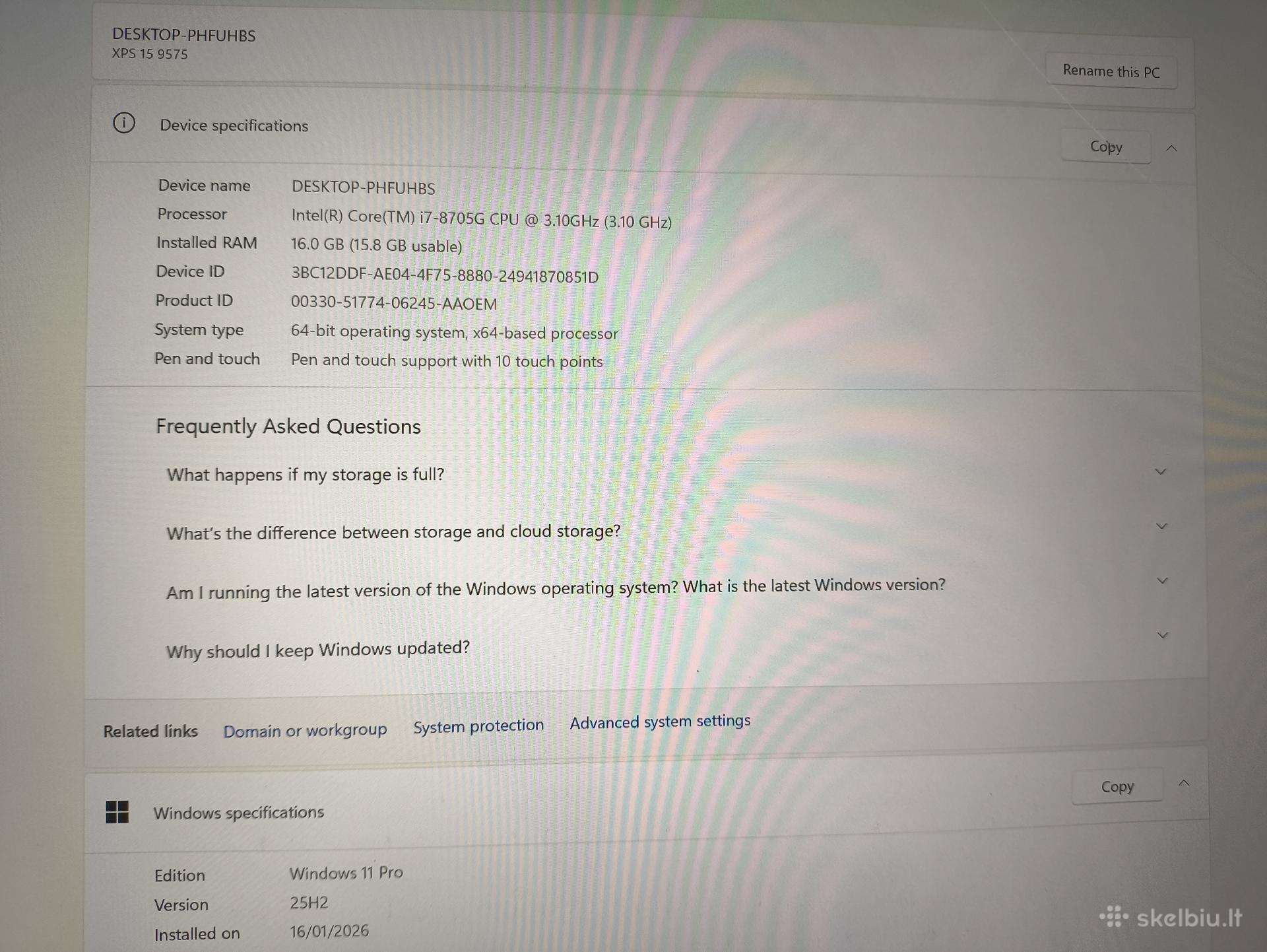 XPS 15 9575 15.6 X360 4k Ts i7-8705g 16gb 256gb 69%*** - Image 6