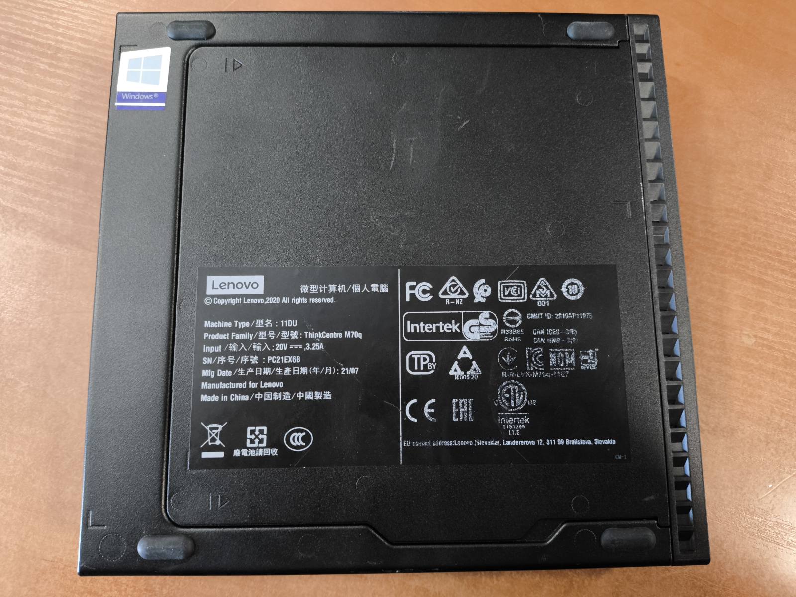 Lenovo M70q Mini PC i3-10300T 8GB 256GB SSD Sata, HDMI, Display port jungtys - Image 3