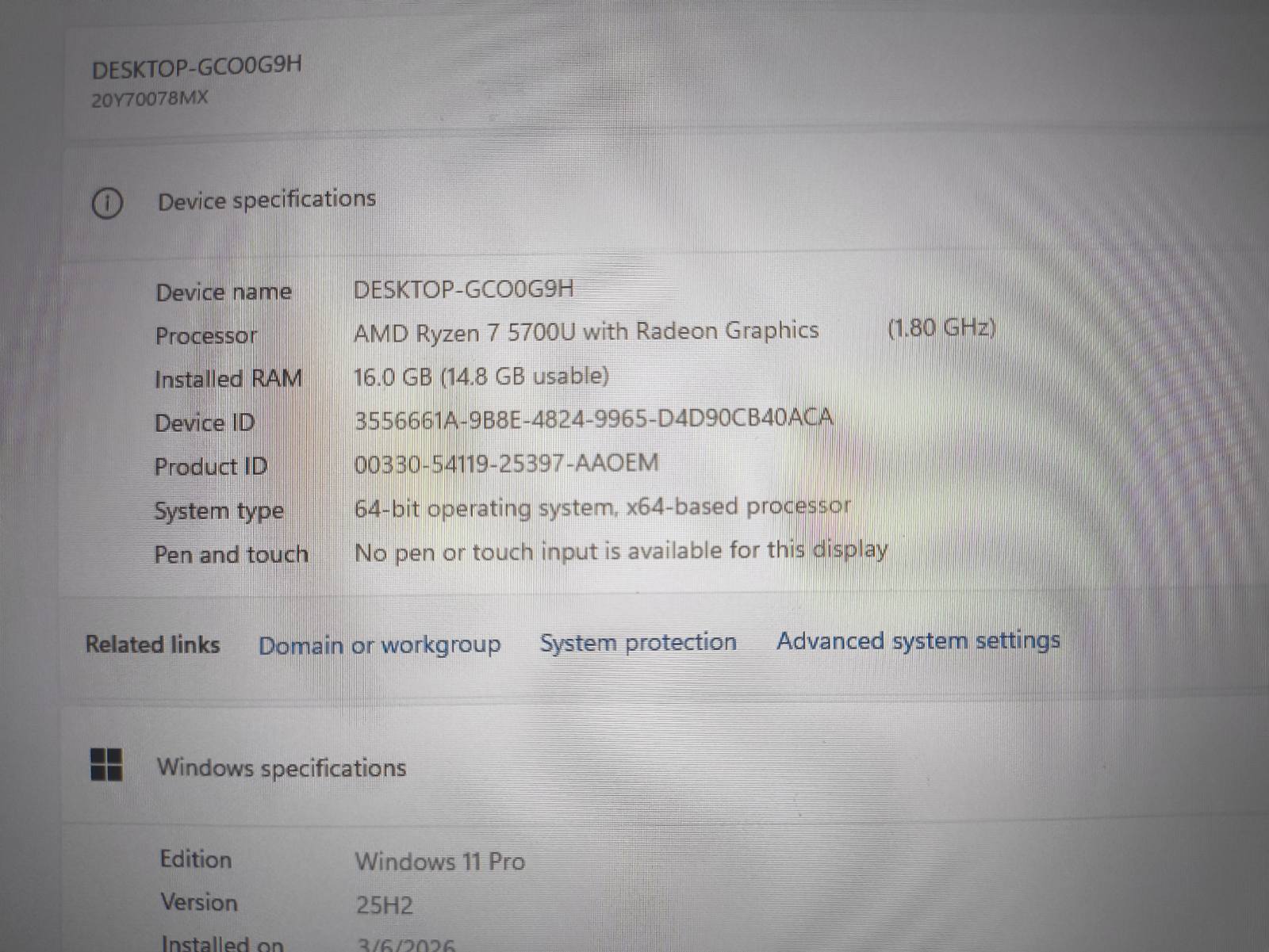 ThinkPad E14 Gen 3 14" Fhd Ips Ryzen 7 5700u 16gb 256gb 11% - Image 4
