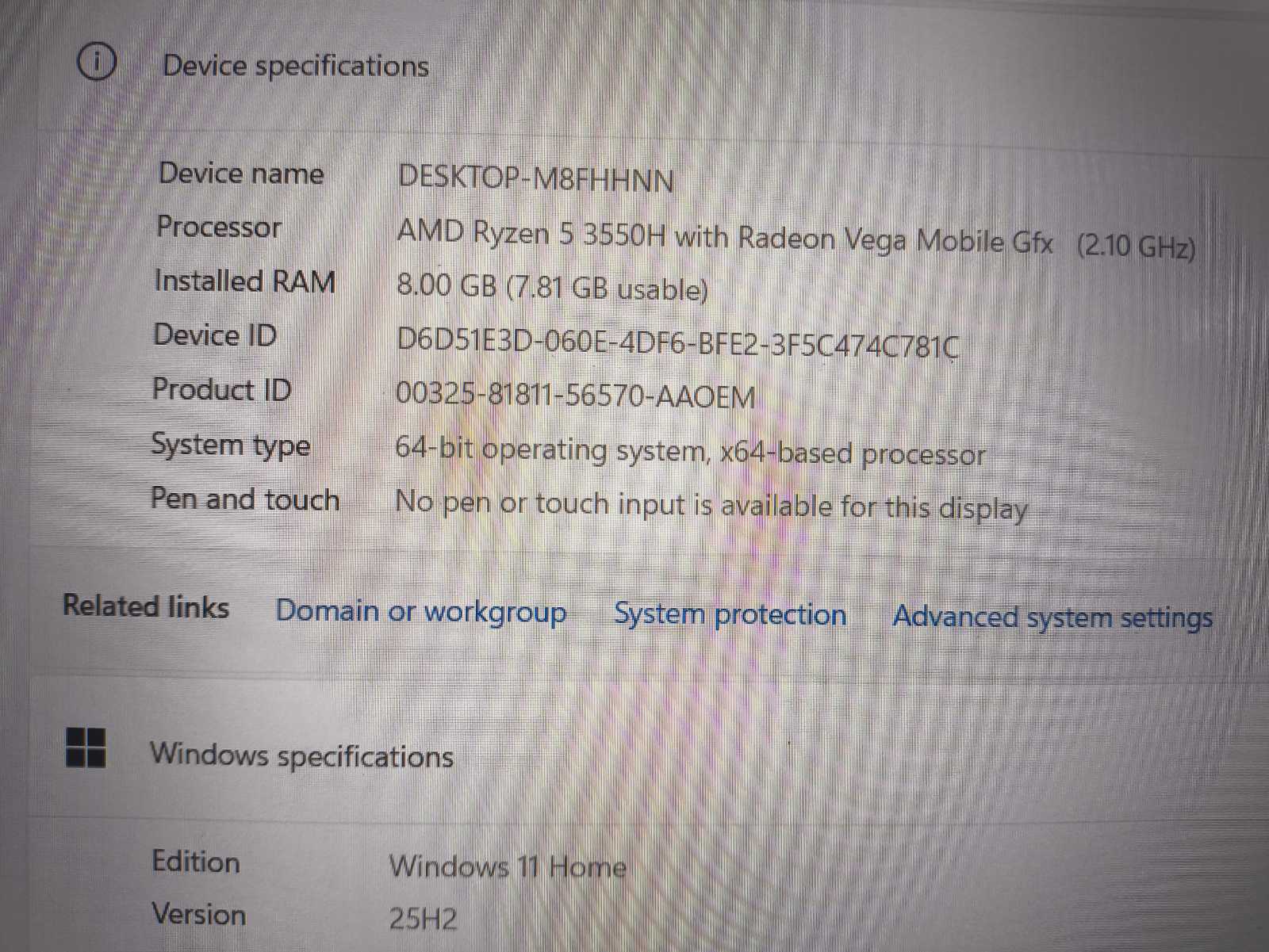 Gamming laptop 15.6 60Hz Ryzen 5 3550H 16GB 256GB SSD + 500GB 79%, GTX 1650 4GB Prasta kosmetinė būklė - skaityti aprašymą - Image 4