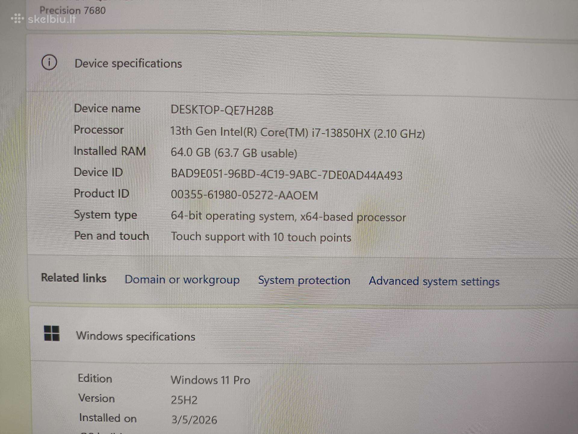 Dell Precision 7680 16" 4k+ Ts Oled i7-13850hx 64gb Rtx Ada A4000 12gb - Image 4