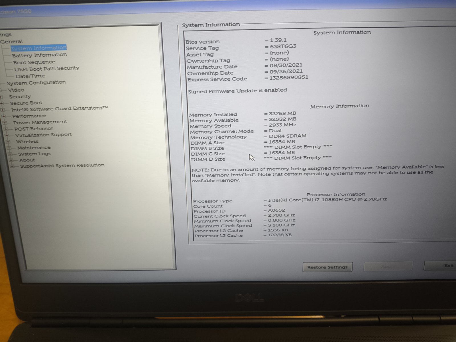 Dell Precision 7550 15.6" FHD IPS i7-10850H 32GB 512GB SSD RTX A5000 16GB - Image 4