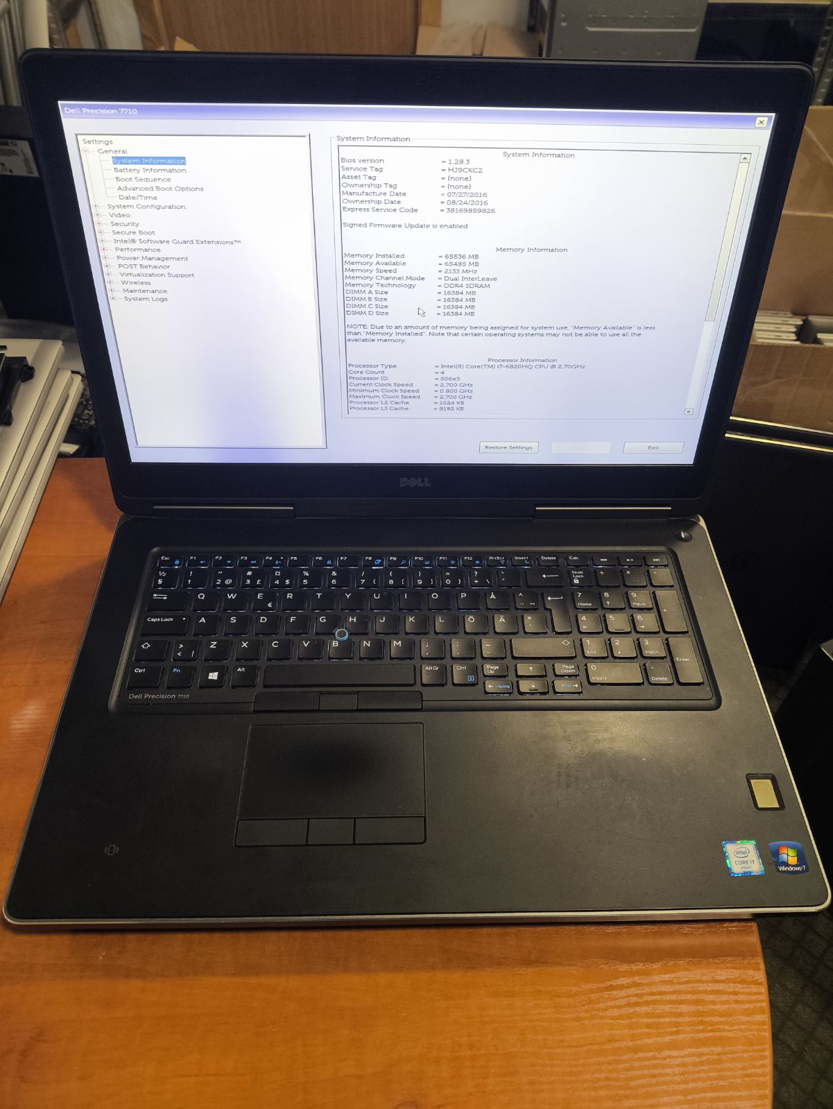 Dell Precision 7710 17.3 FHD IPS i7-6820HQ 64GB RAM 512GB SSD M3000M 4GB