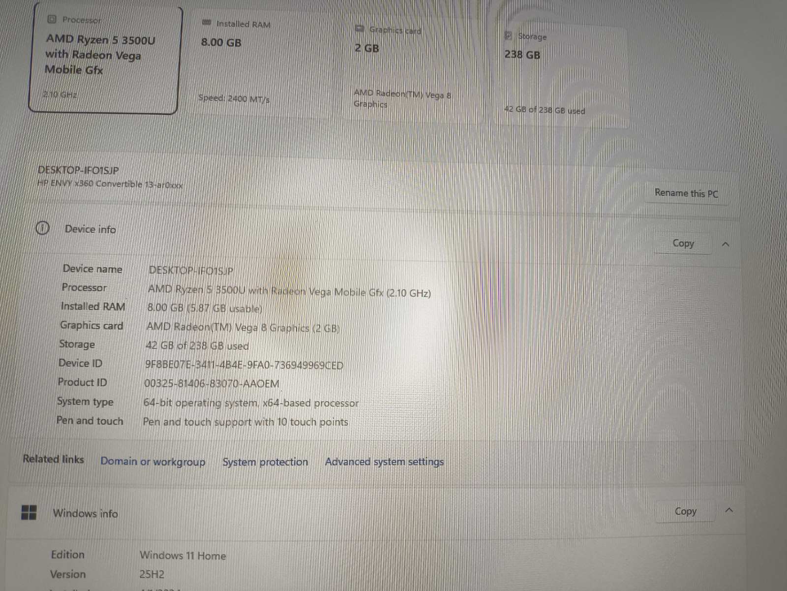 HP ENVY x360 13.3 FHD IPS Touch Ryzen 5 3500U 8GB 256GB SSD 13% - Image 7