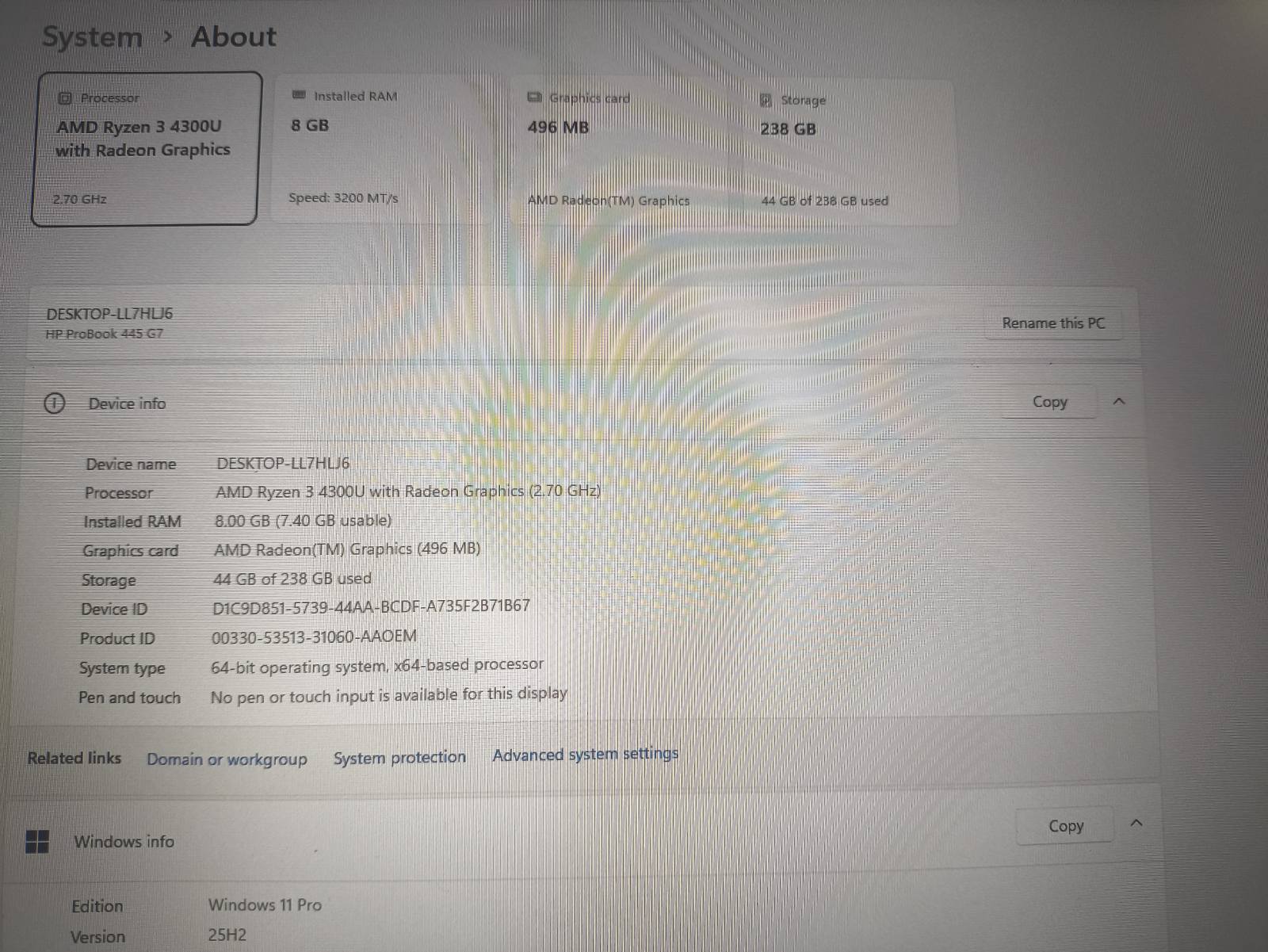 HP ProBook 445 G7 14.0 Fhd Ips Ryzen 3 4300u 8gb 256gb 3% - Image 4