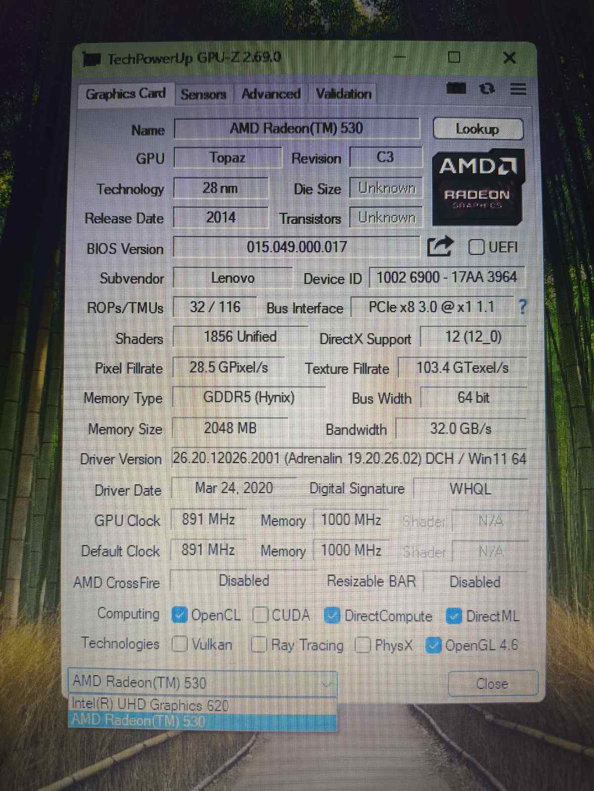Lenovo IdeaPad 320S-15IKB 15.6HD TN i5-8250U, 8GB, 256GB SSD, AMD Radeon R530 2GB DDR5 GPU, 27%, Nėra windows licenzijos. - Image 6
