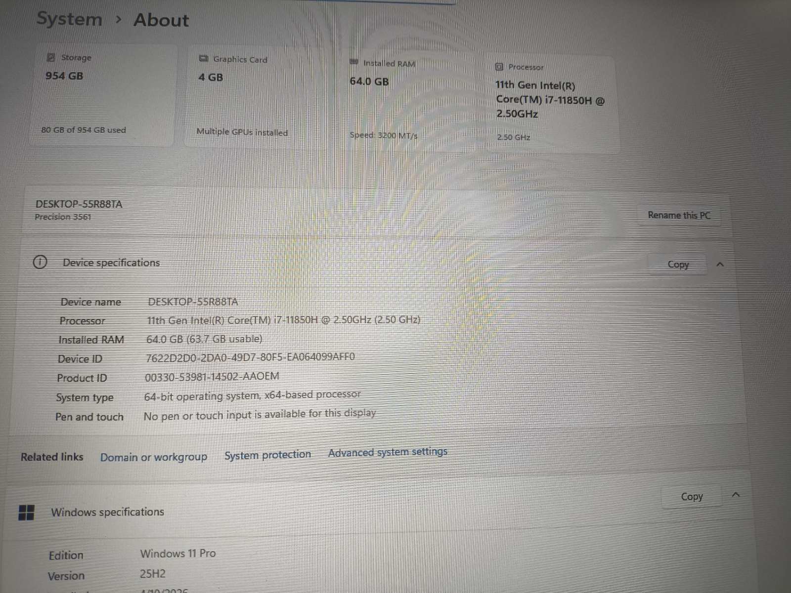 Dell Precision 3561, 15.6" FHD IPS i7-11850H 64GB 1TB SSD Quadro T1200 4GB 56% - Image 4