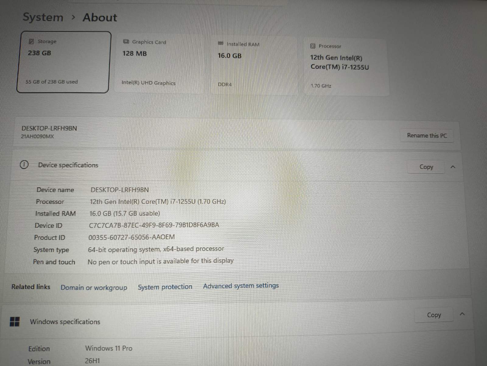 ThinkPad T14 Gen3 14.0 Fhd Ips i7-1255u 16gb 256gb 11% - Image 4
