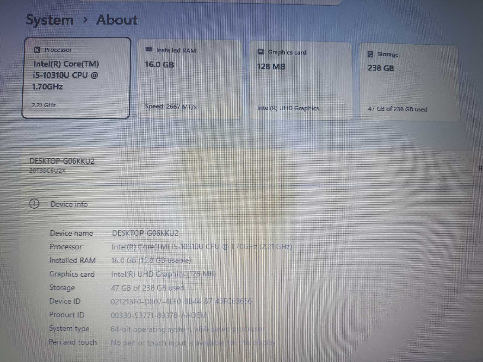 Lenovo ThinkPad X13 Gen1 13.3 HD i5-10310U 16gb 256gb 11% - Image 4