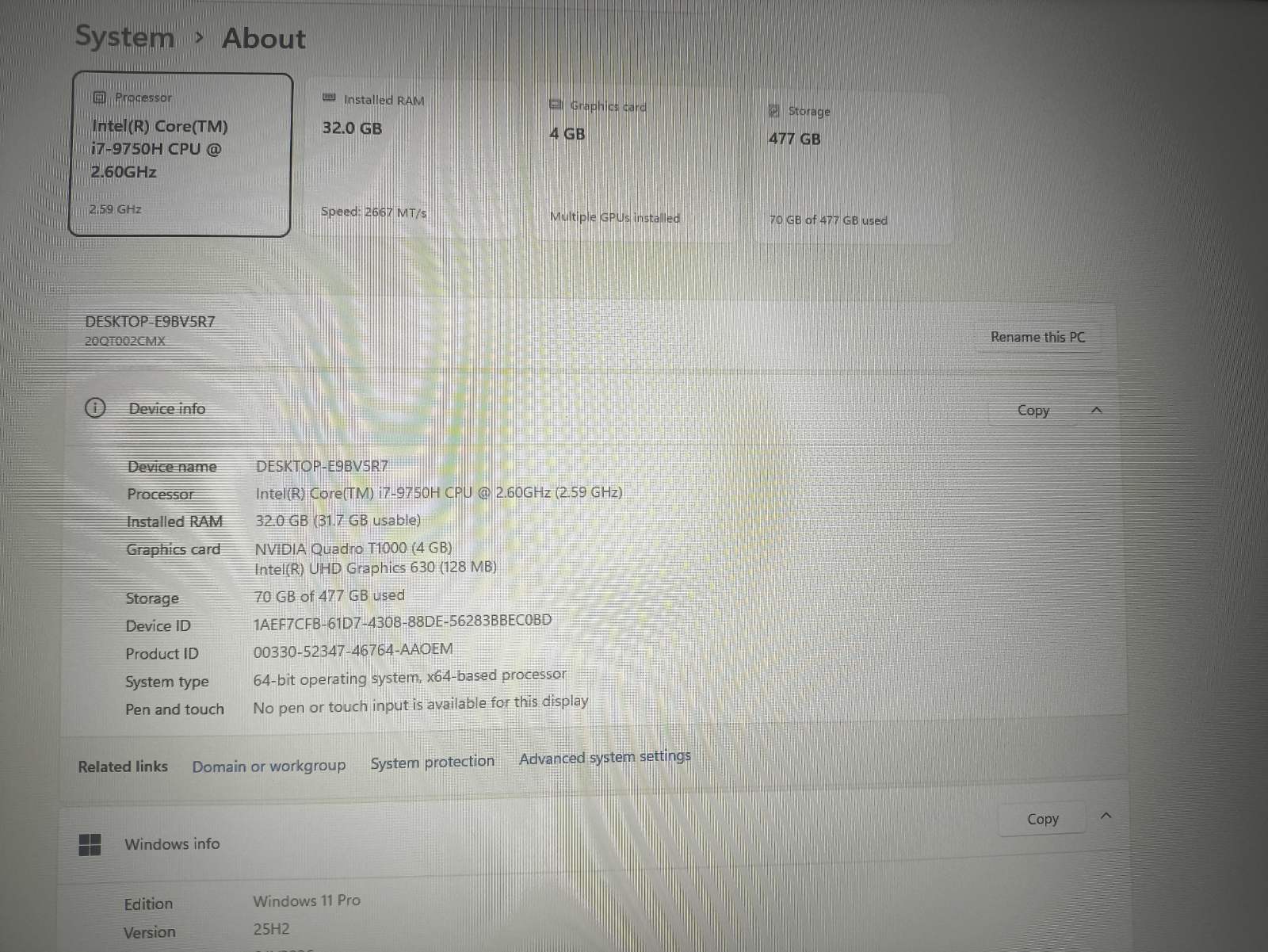 LENOVO ThinkPad P1 Gen2 15.6 FHD IPS 60Hz i7-9750H 32GB 512GB SSD Nvidia Quadro T1000 4GB 19% - Image 4