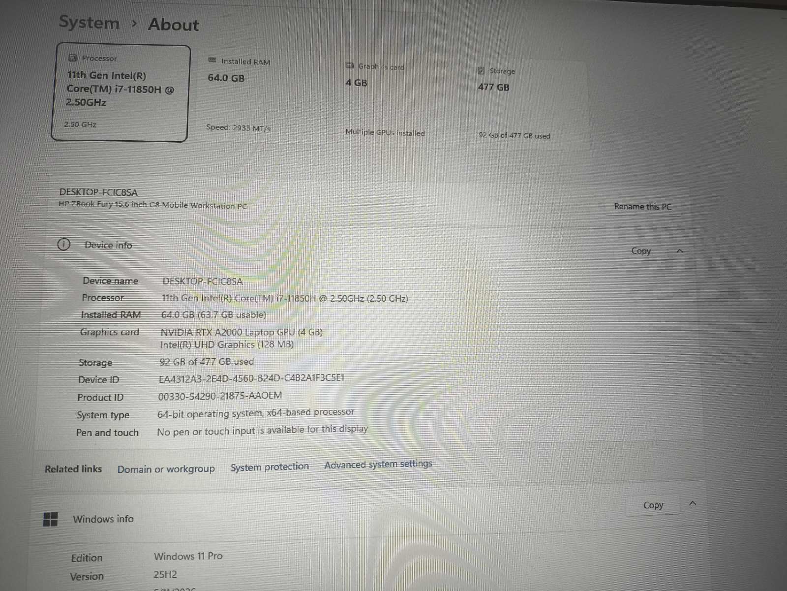 HP ZBook Fury 15.6 G8 15.6 FHD IPS i7-11850h 64gb 512gb Rtx A2000 4gb 29% - Image 4