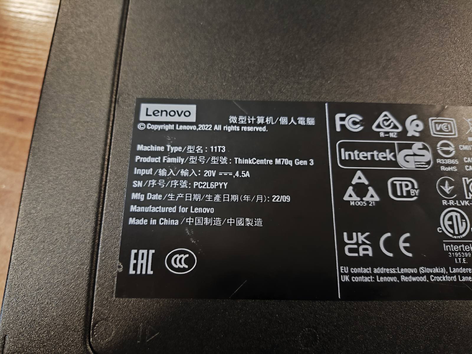 Lenovo ThinkCentre M70q Gen 3 i5-12400T 8GB 256GB SSD Wifi, HDMI, DP jungtys 2vnt, Com port 1vnt - Image 3