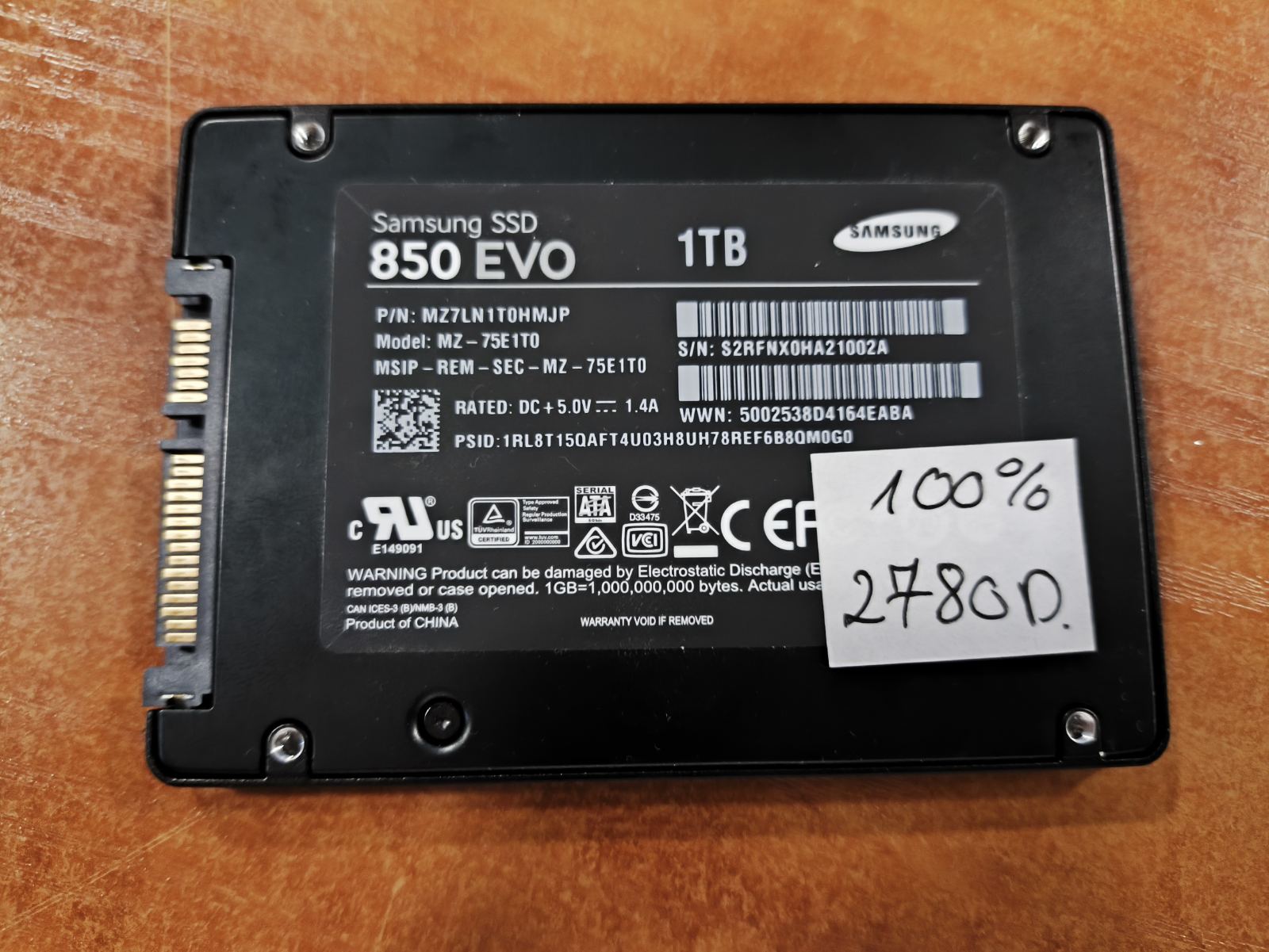 Sata 1TB SSD 850 Evo 100% Gyvybės