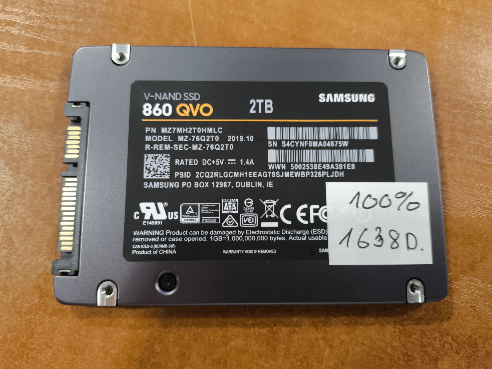 Sata 2TB SSD 860 Evo QVO 100% Gyvybės