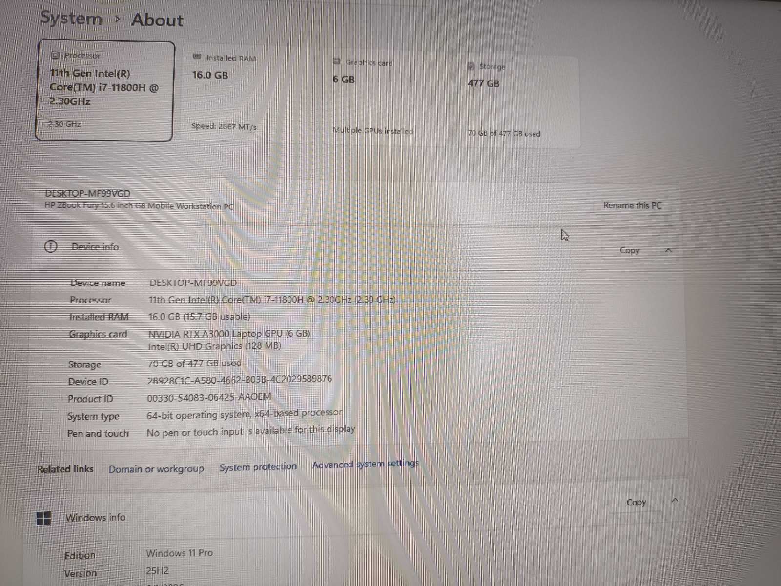 HP ZBook Fury 15.6 G8 15.6 FHD IPS i7-11850h 16gb 512gb Rtx A3000 6gb 30% - Image 4