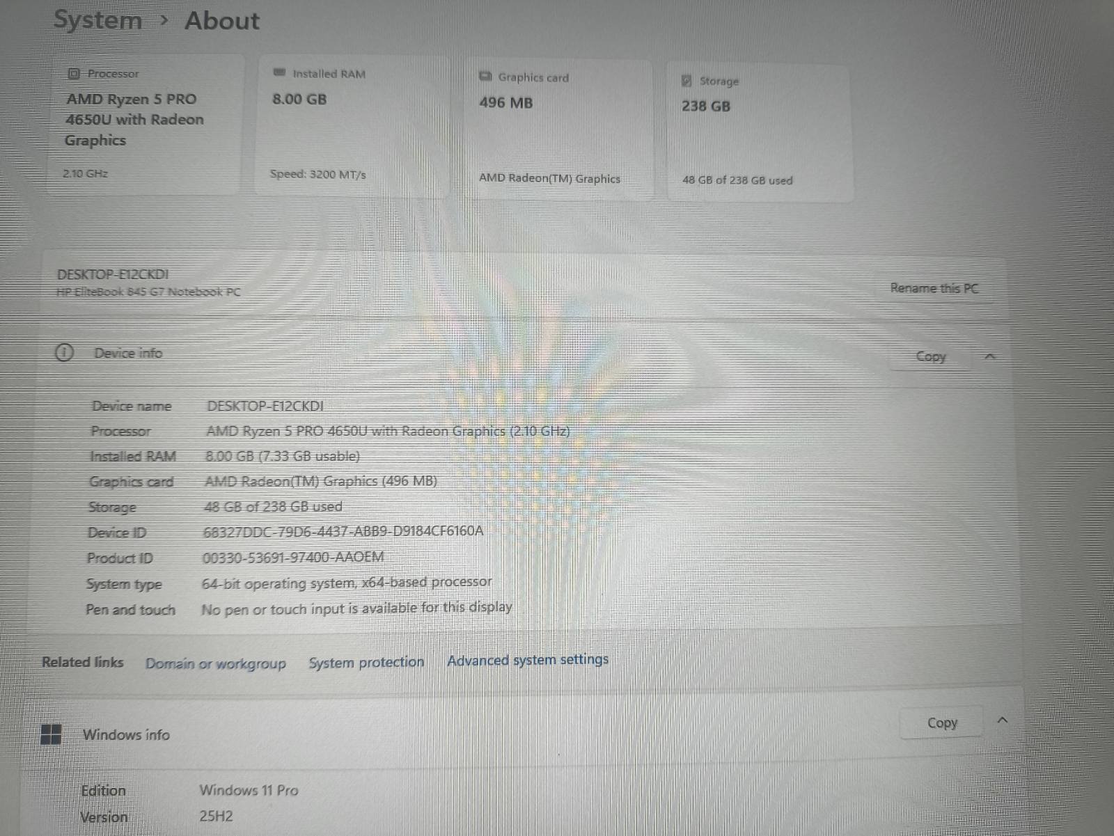 HP EliteBook 845 G7 14.0 Fhd IPS Ryzen 5 4650u 8gb 256gb ssd 22% - Image 5