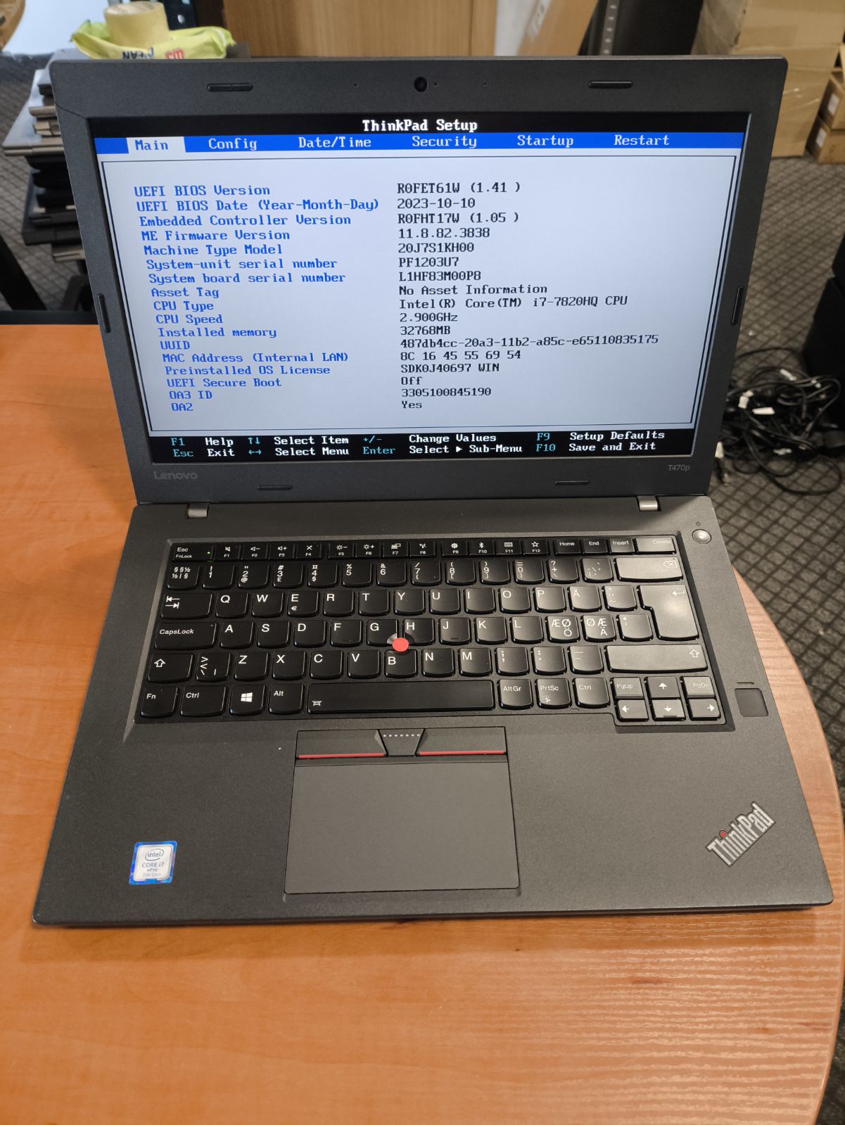 Lenovo ThinkPad T470p 14.0 FHD IPS Matinis i7-7820HQ 32GB 1TB SSD Nvidia 930 MX 2GB, 7%
