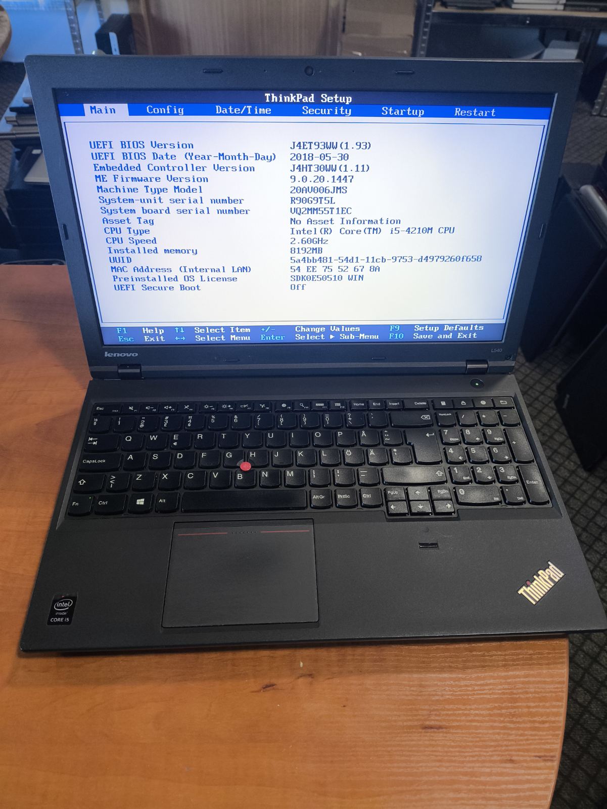 Lenovo Thinkpad L540 15.6 FHD I5-4210M 8GB DDR3 180GB SSD, 36%