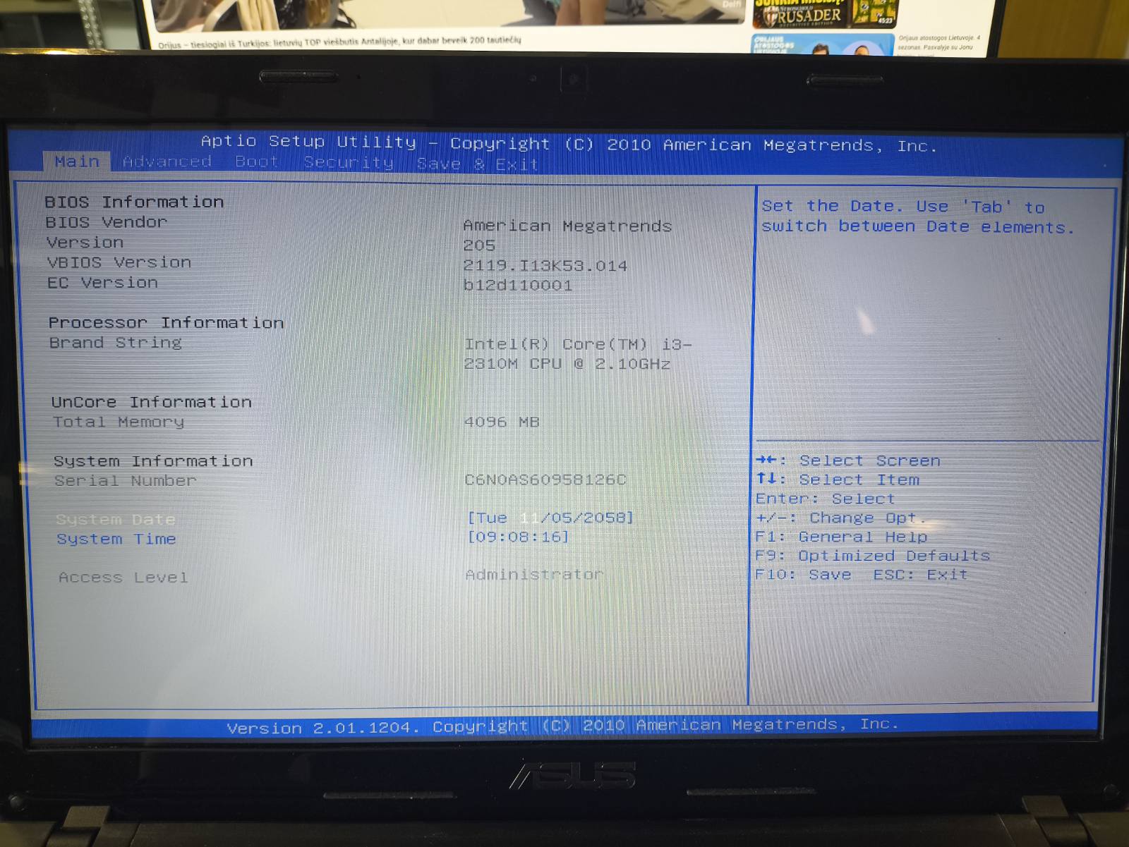 Asus 15.6 HD i3-2310M 4GB RAM, 50GB HDD, Nvidia GT 610M 2GB Bloga baterija, su krovikliu - Image 4