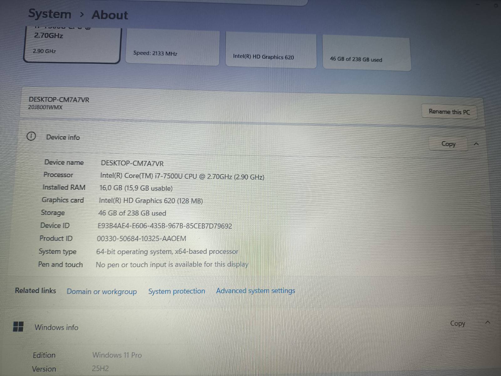 ThinkPad L570 15.6 FHD TN i7-7500u 16GB 256GB SSD 4%, Windows 11 pro suinstaliuota - Image 4