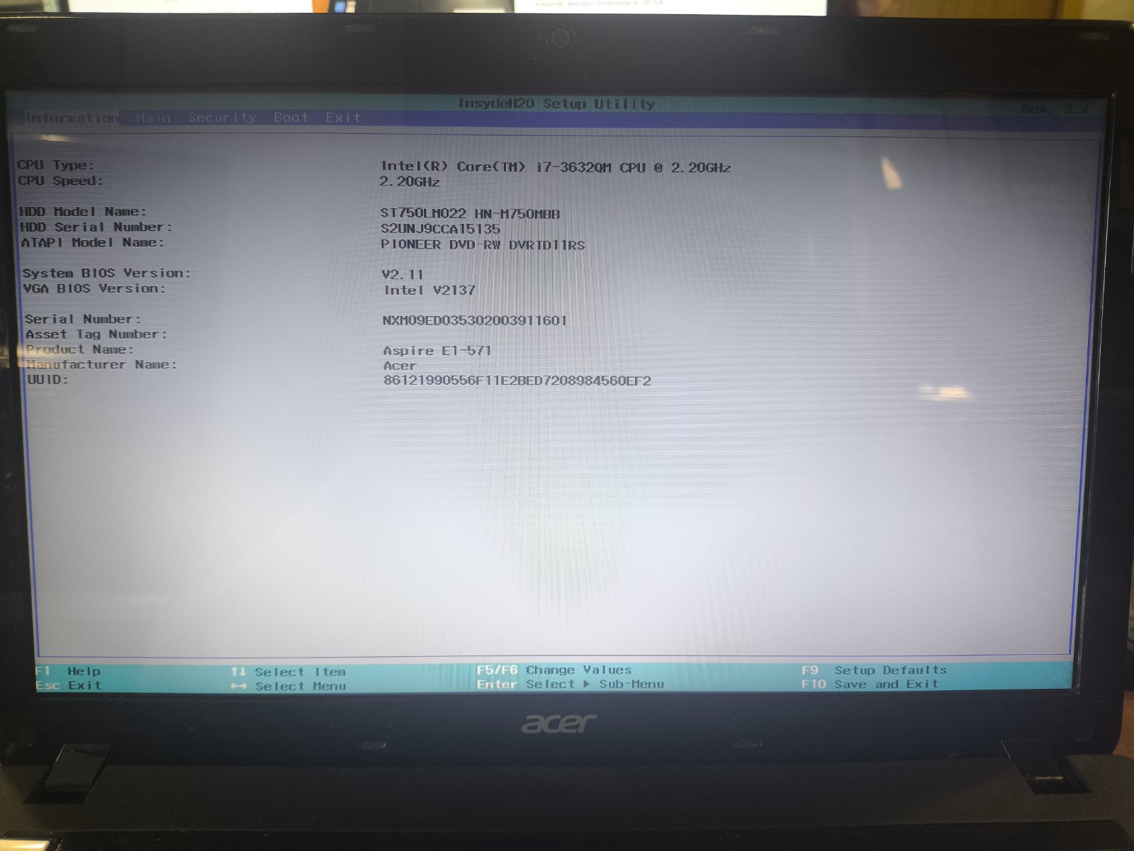 Acer 15.6 HD i7-3630QM 8GB RAM, 750GB HDD, Bloga baterija, su krovikliu - Image 3