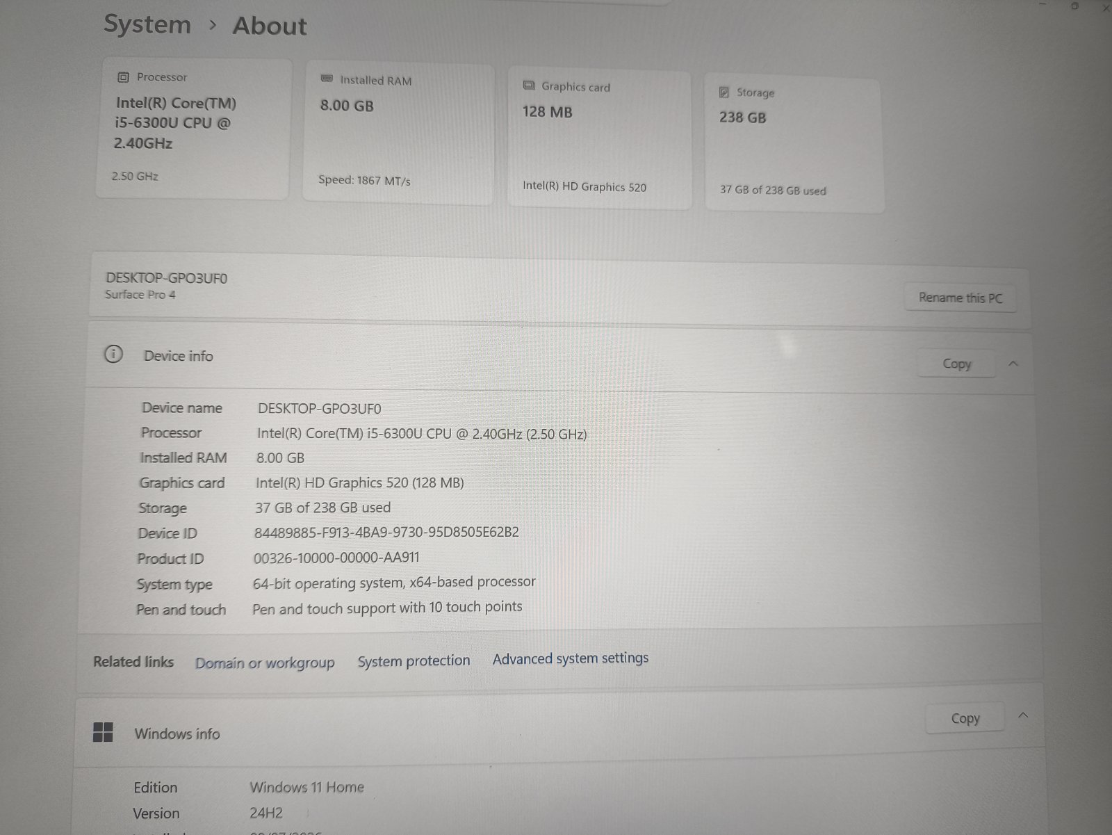 Surface 4 Pro 12.3 2736*1824 IPS Touch i5-6300u 8gb 256gb SSD 19% Su klaviatūra ir Dockingu-krovikliu. - Image 4