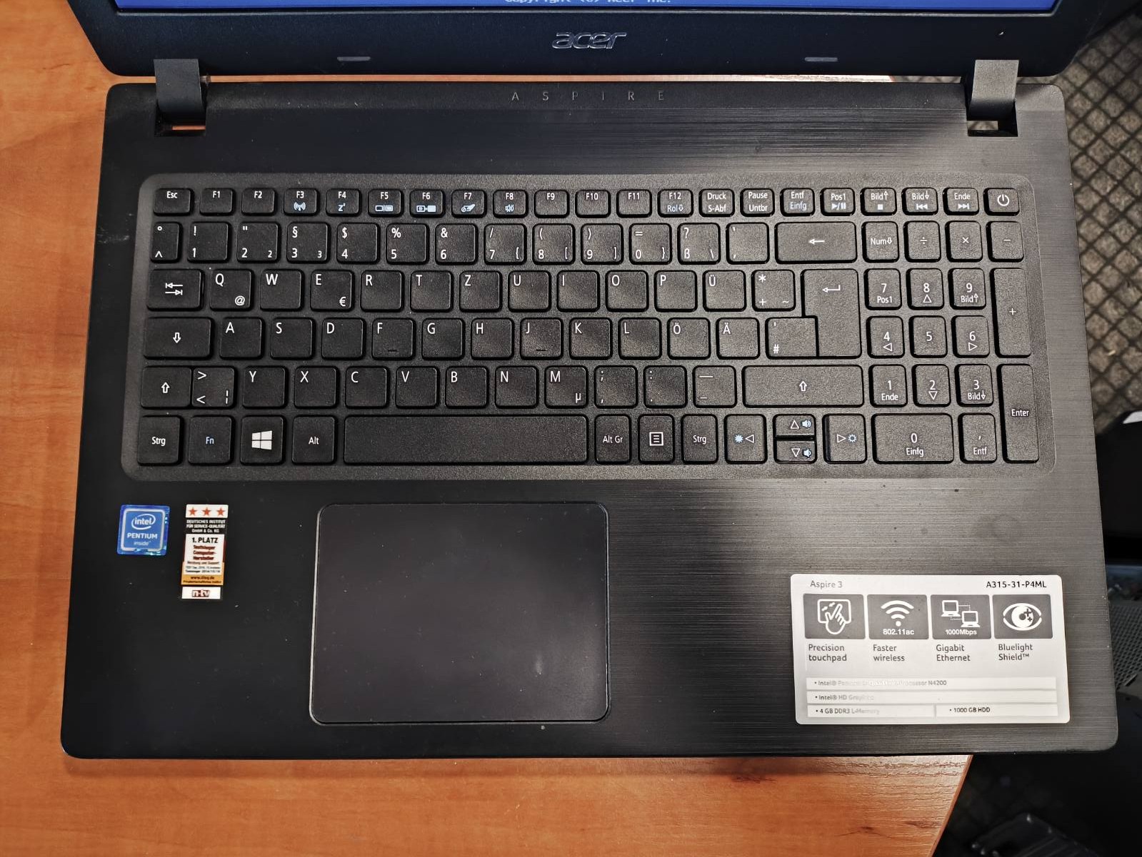 Acer 15.6 HD Intel N4200 4GB DDR3 RAM, 1TB HDD, Gera baterija, su krovikliu - Image 2