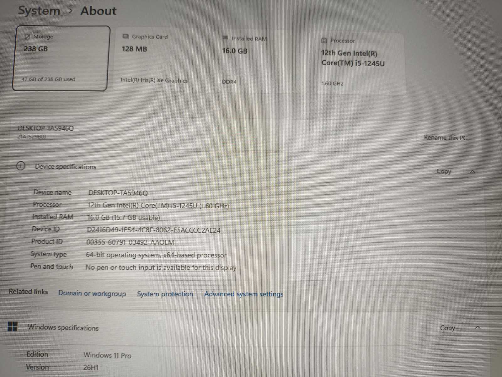 ThinkPad T14 Gen3 14.0 Fhd Ips i5-1245u 16gb 256gb 0% - Image 4
