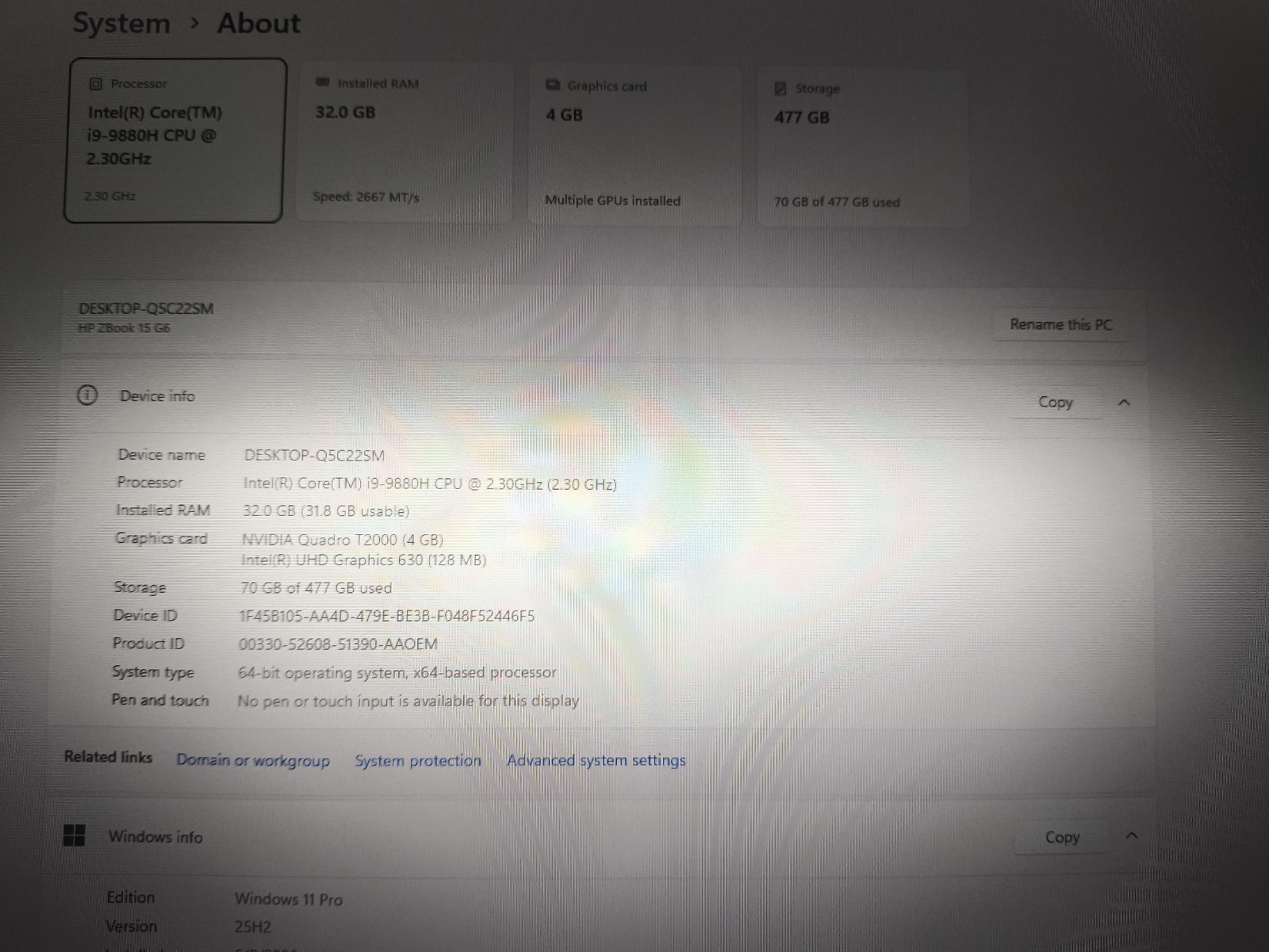 ZBook 15 G6 15.6 FHD IPS i9-9880h 32GB 512GB Nvidia Quadro T2000 4GB, 12% - Image 4