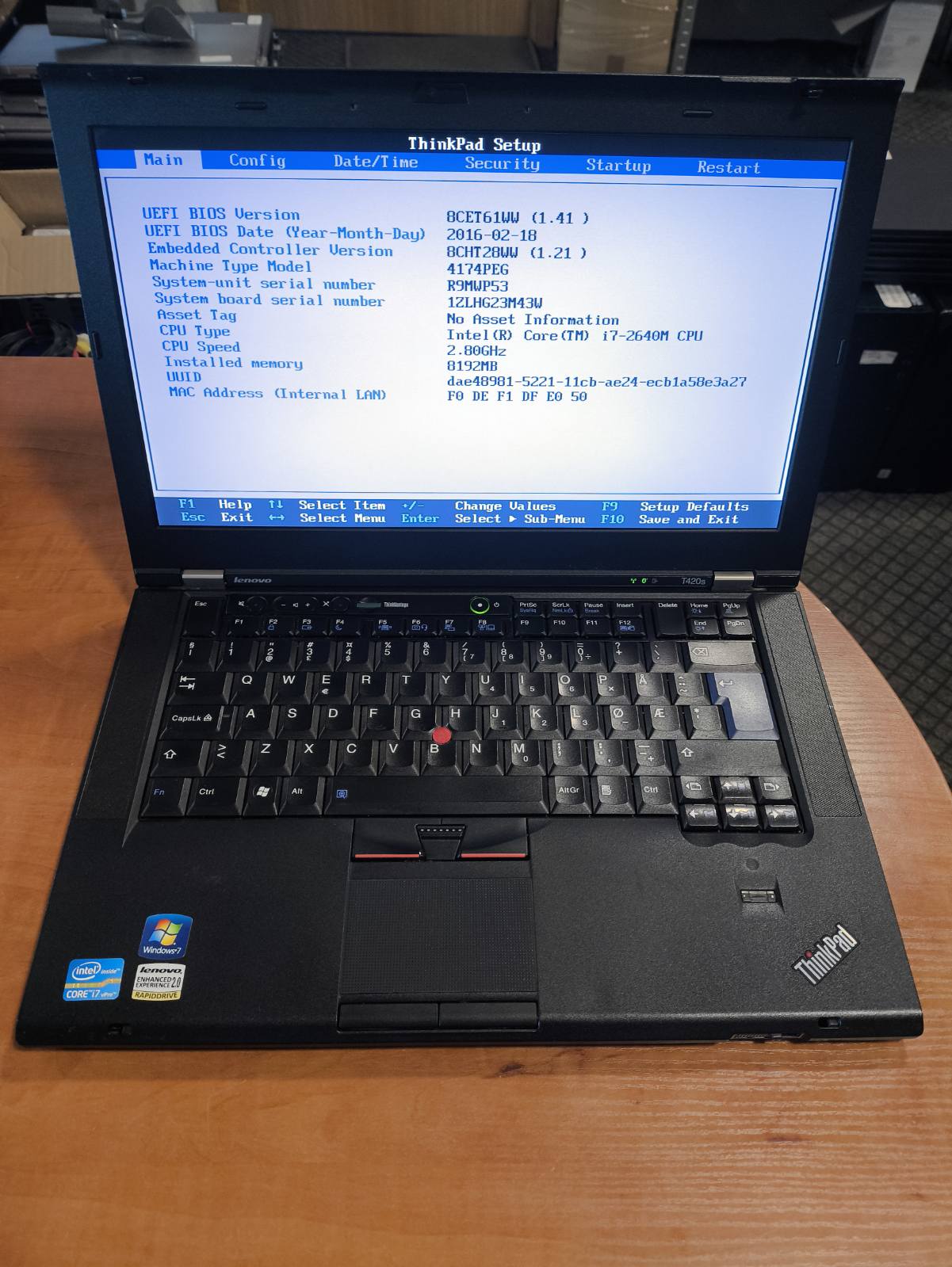 Lenovo Thinkpad T420S 14.0 HD+ i7-2640M 8GB 160GB SSD, 24% Nvidia Quadro NVS 4200M