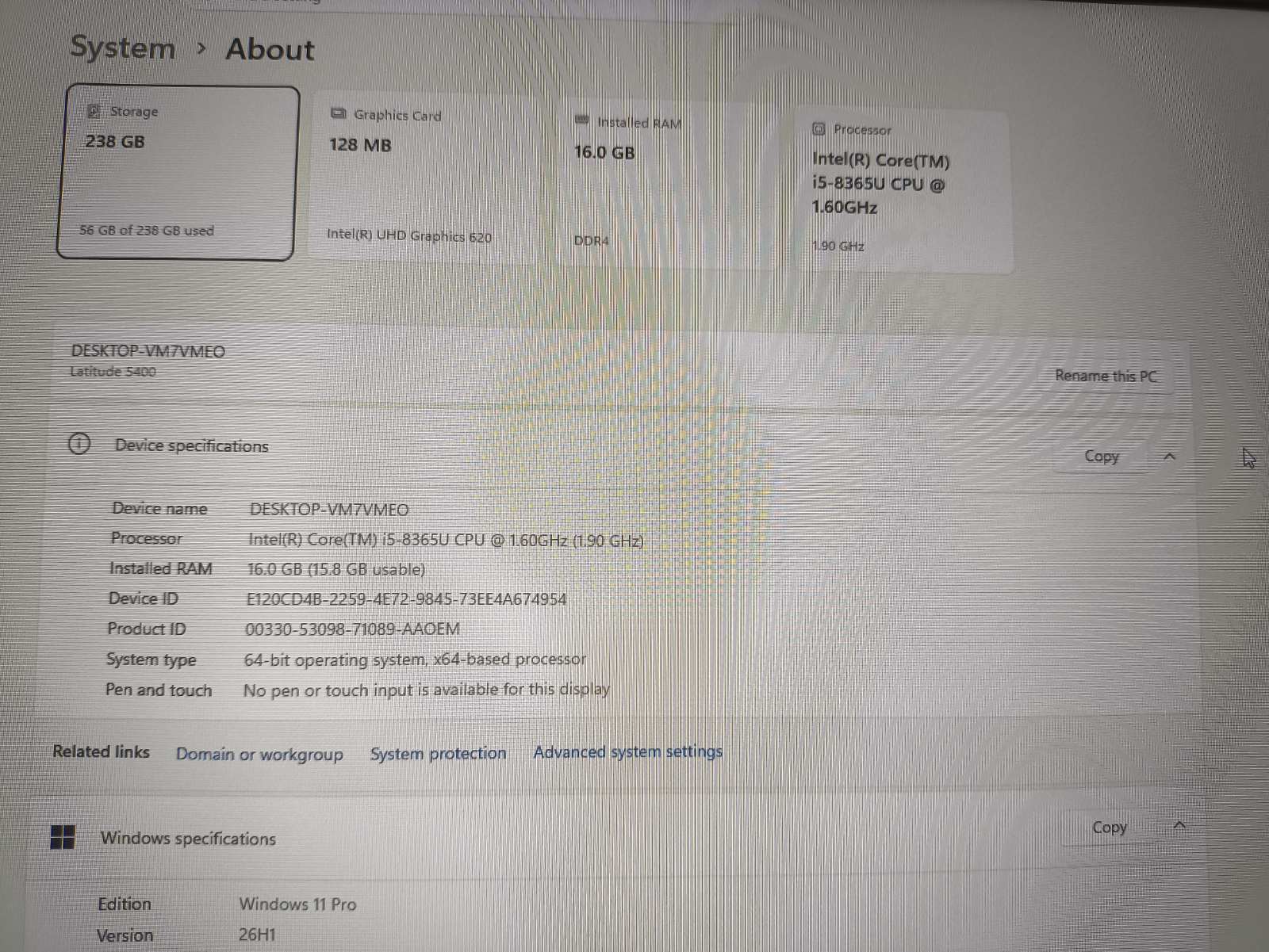 DELL Latitude 5400 14.0 FHD IPS, I5-8365u, 16GB, 256GB 2% - Image 4