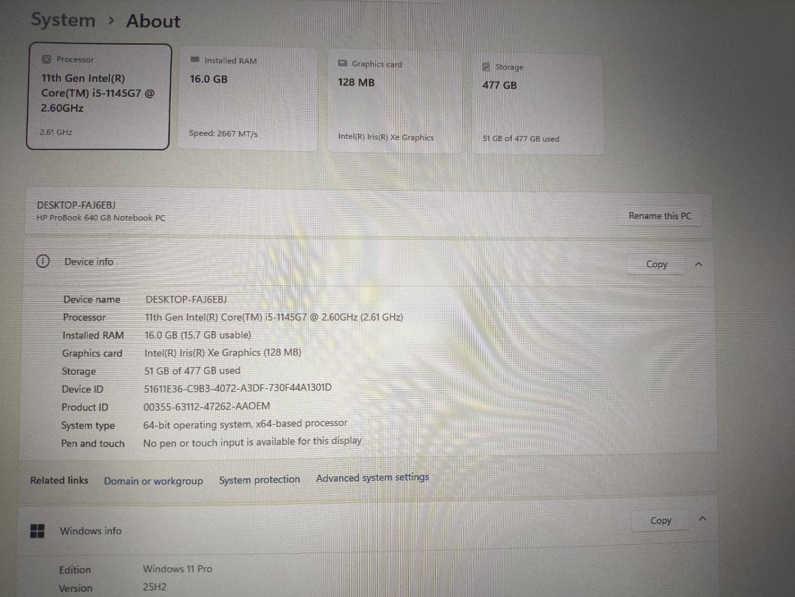 HP ProBook 640 G8 14.0 FHD IPS i5-1145G7 16gb 512gb SSD 17% A Grade - Image 4