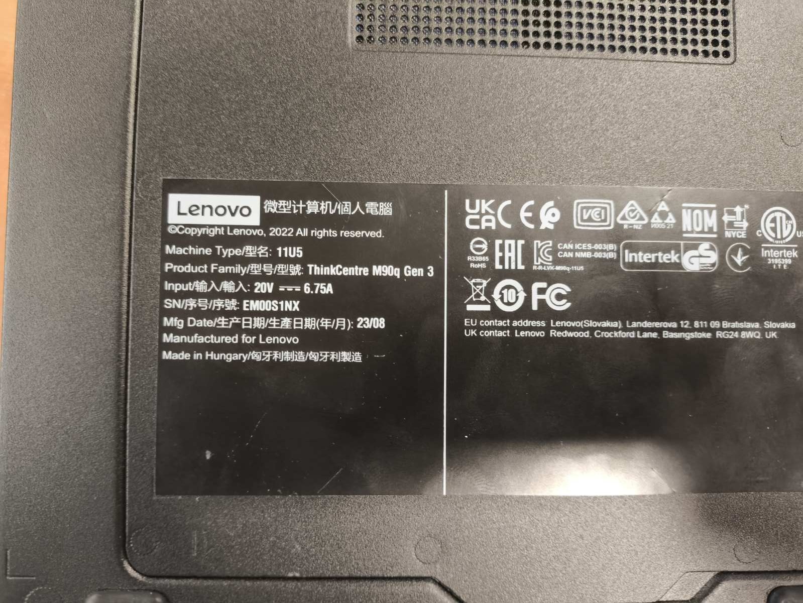 Lenovo ThinkCentre M90q Gen 3 Mini PC i5-12400 16GB DDR5 256GB SSD, DP + HDMI , - Wifi NĖRA - Image 3