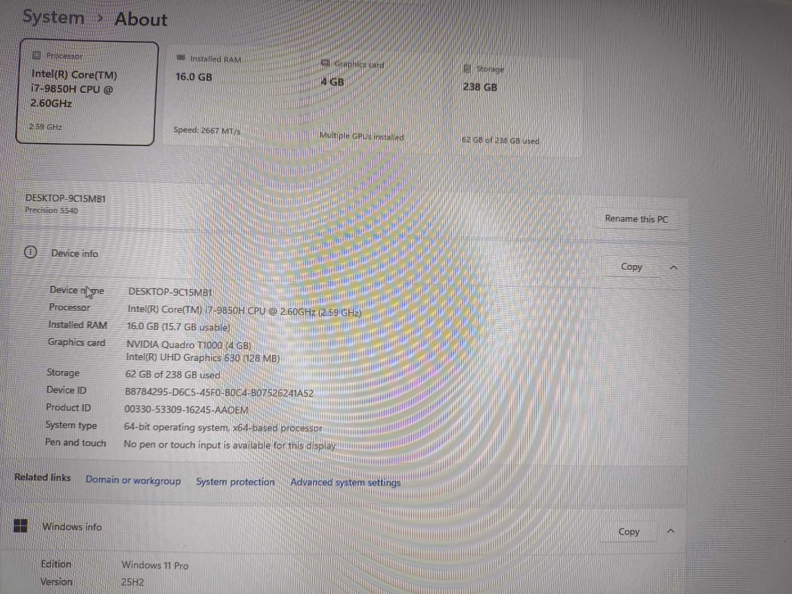 Dell Precision 5540 15.6 FHD IPS i7-9850H 16GB 256 SSD T1000 4GB GDDR6 39% - Image 4