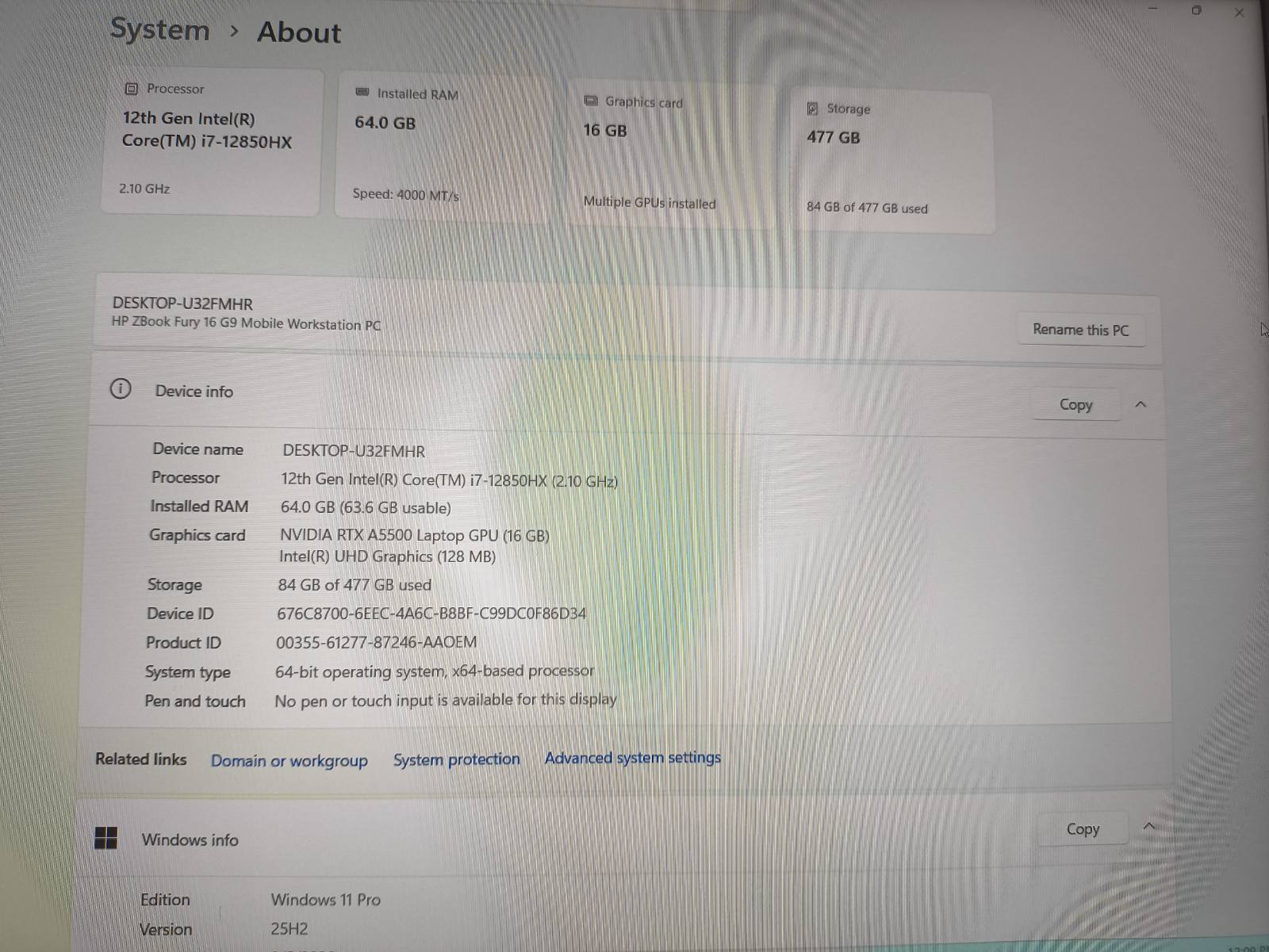 HP ZBook Fury 16 G9 16.0 FHD+ IPS 400 Nit Intel i7-12850HX 64GB 512GB SSD NVIDIA RTX A5500 16GB, 27% - Image 4