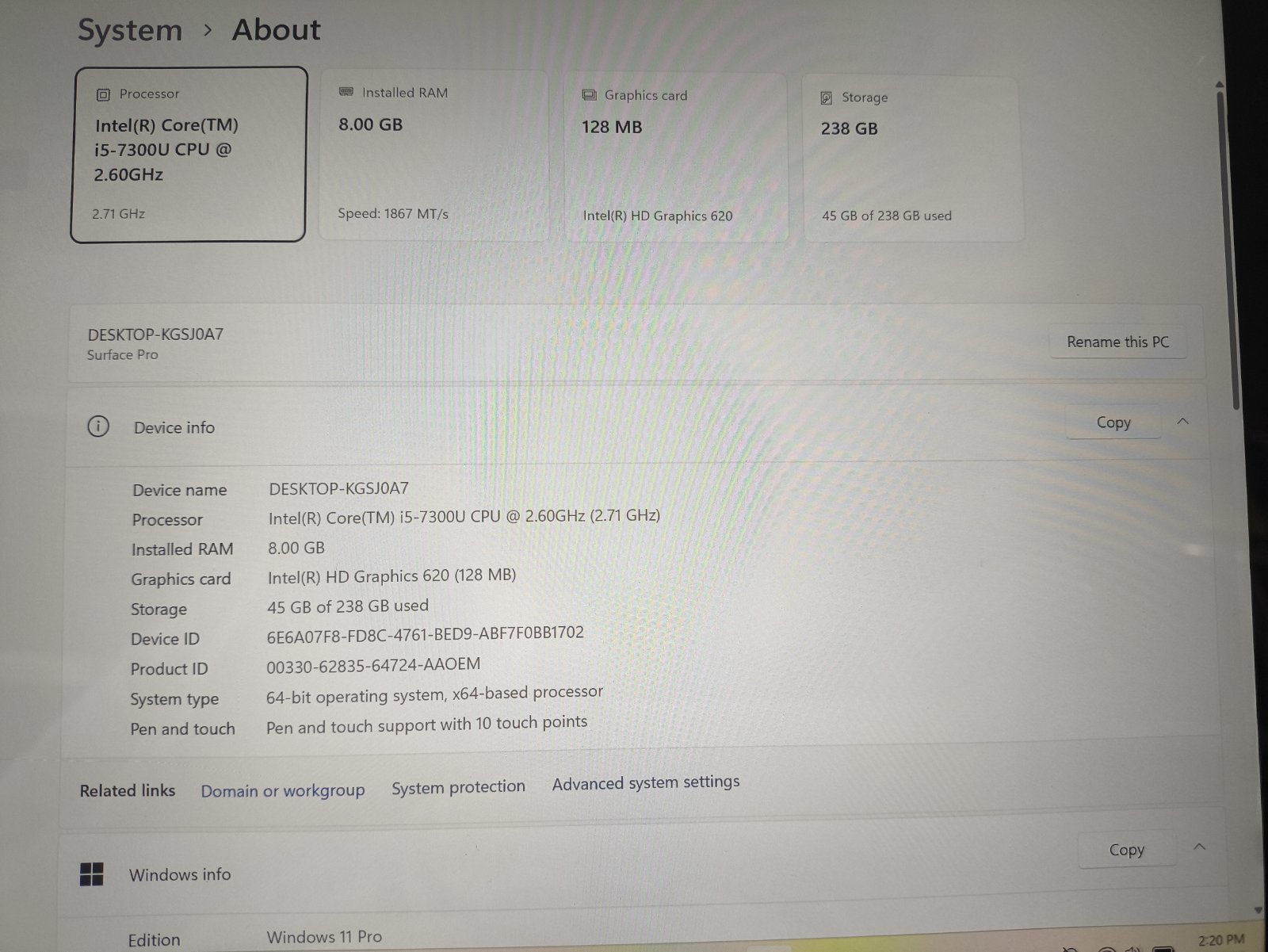 Microsfot Surface 5 Pro 12.3 2736*1824 IPS Touch - i5-7300U 8GB 256GB 36% su USA klaviatūra - Image 4