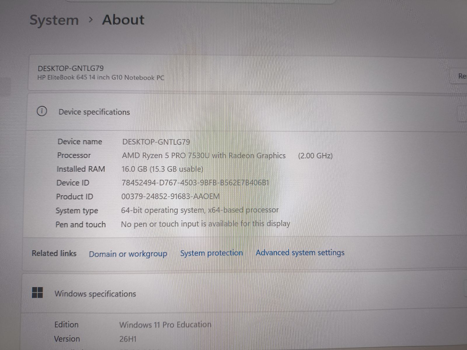 HP EliteBook 645 G10 14.0 Fhd Ips Ryzen 5 7530u 16GB 256GB SSD - Image 4