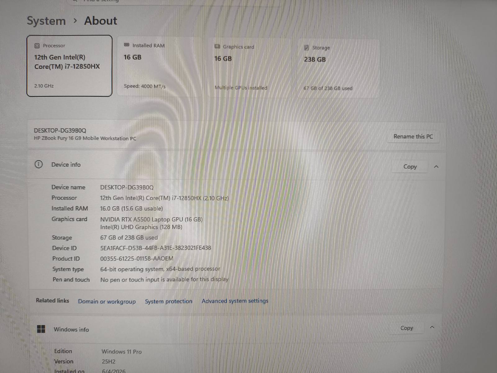 HP ZBook Fury 16 G9 16.0 FHD+ IPS 400 Nit Intel i7-12850HX 16GB 256GB SSD RTX A55000 16GB 24% - Image 4