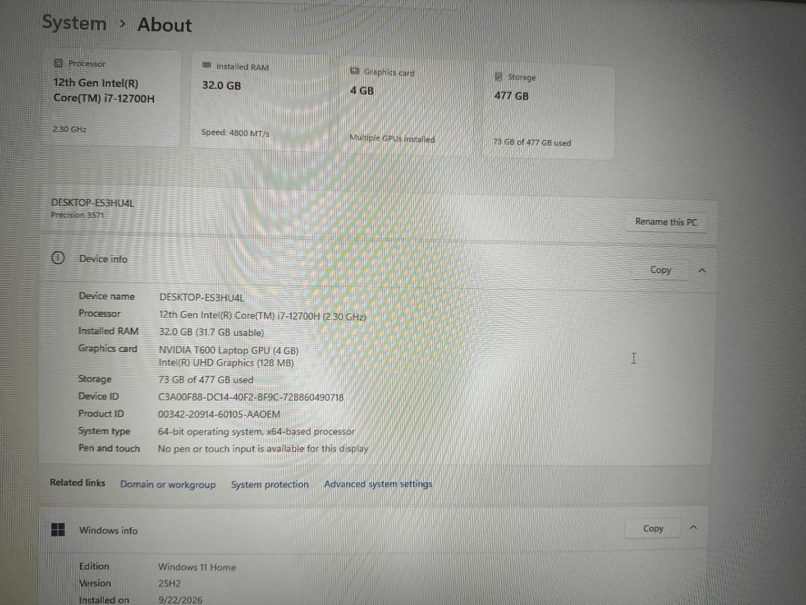 Precision 3571 15.6 FHD IPS i7-12700H 1*32GB DDR5 4800MHz, 512GB SSD, Quadro T600 4GB, 5% 97WH - Image 4