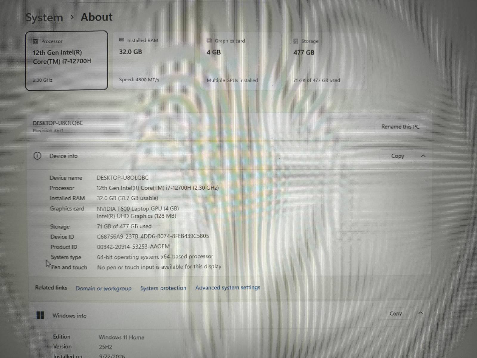 Precision 3571 15.6 FHD IPS i7-12700H 1*32GB DDR5 4800MHz, 512GB SSD, Quadro T600 4GB, 0% 97WH - Image 4