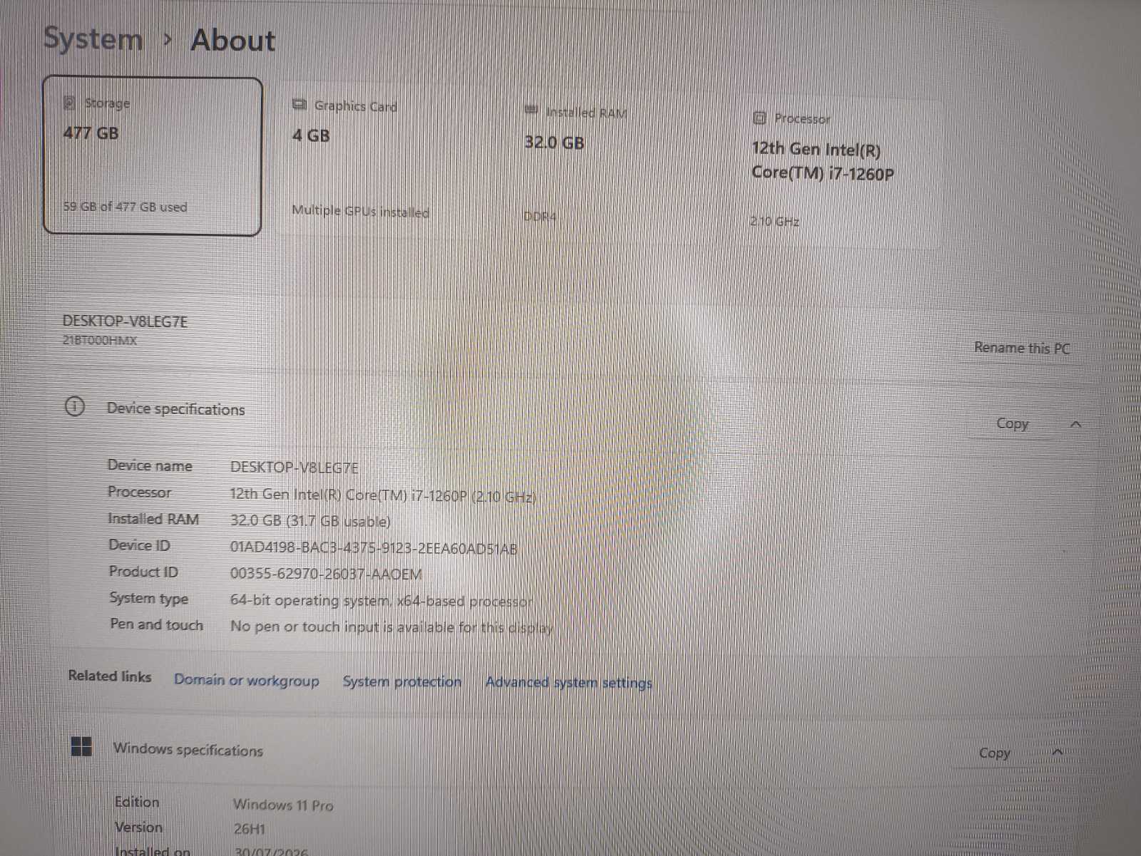 Lenovo ThinkPad P16S Gen 1 16.0 FHD+ IPS i7-1260P 32GB 512GB SSD Nvidia Quadro T550 4GB, 18% - Image 4