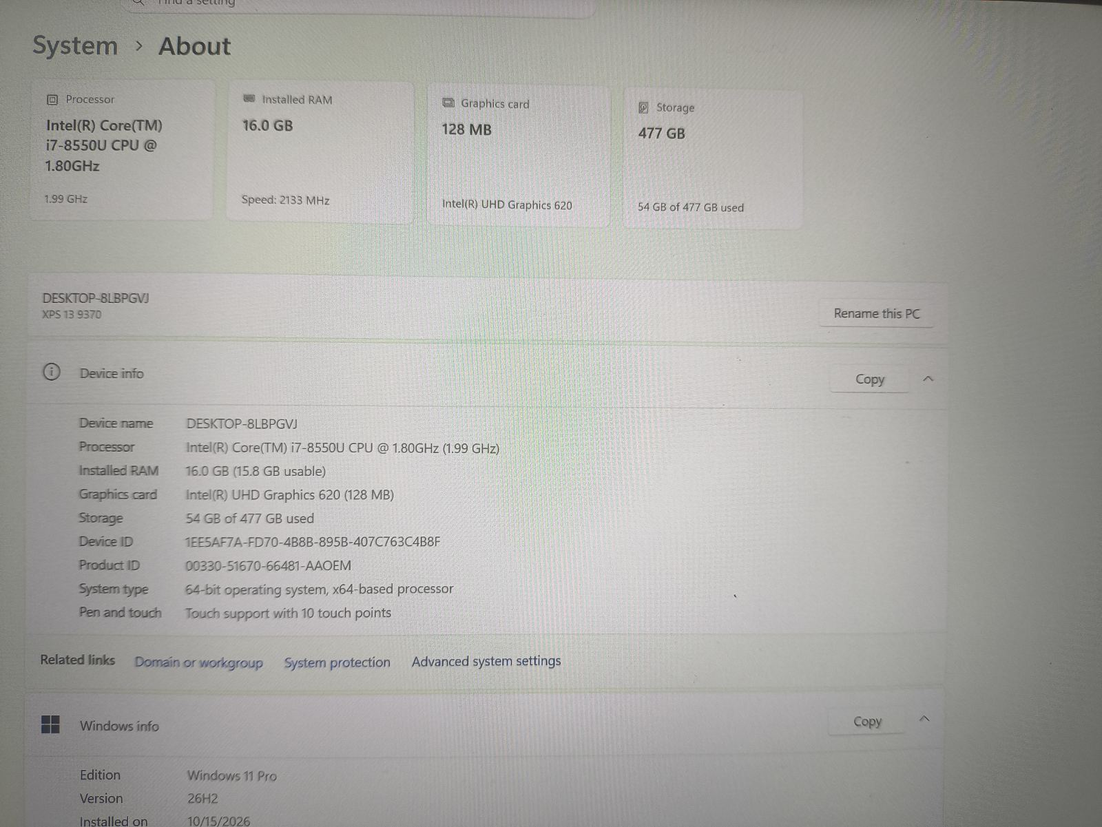 Dell XPS 13 9370 13.3 4K IPS Touch i7-8550U 16GB 512GB SSD 14% - Image 5
