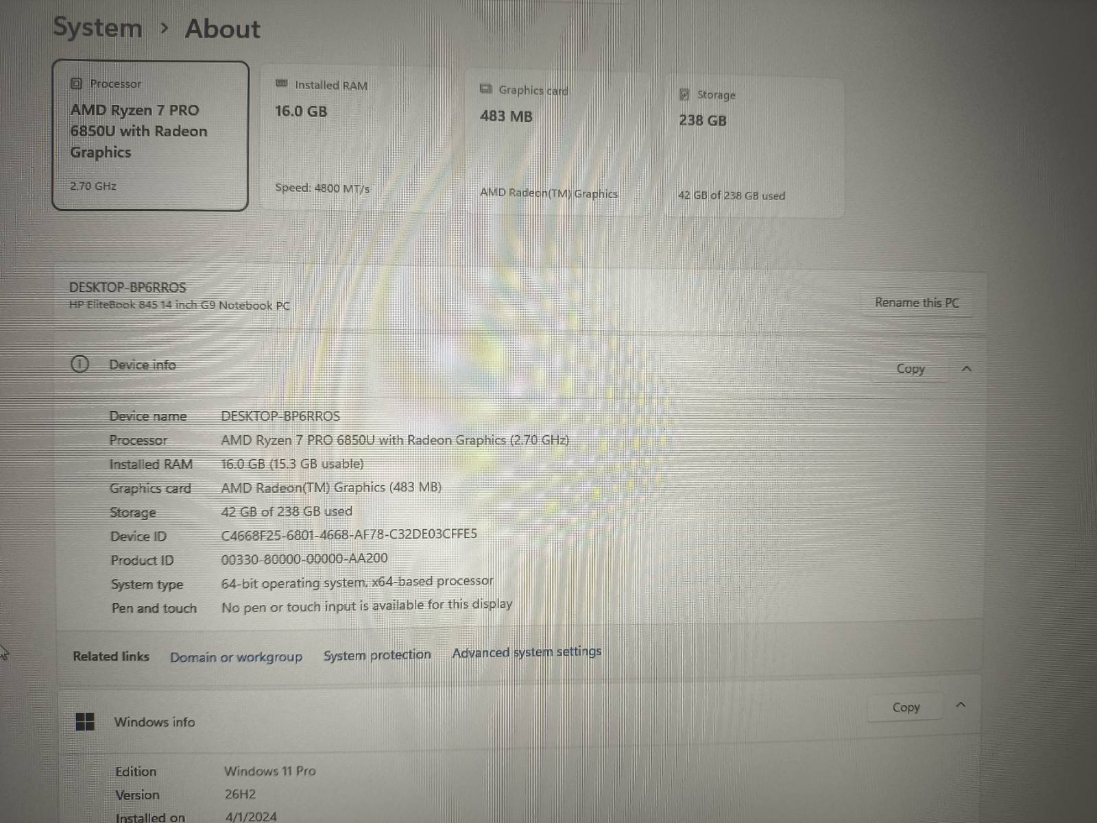 HP Elitebook 845 G9 14.0 FHD+ IPS Ryzen 7 6850U 16GB DDR5 256GB SSD , 28% Su nedideliu kosmetiniu trūkumu - Image 4