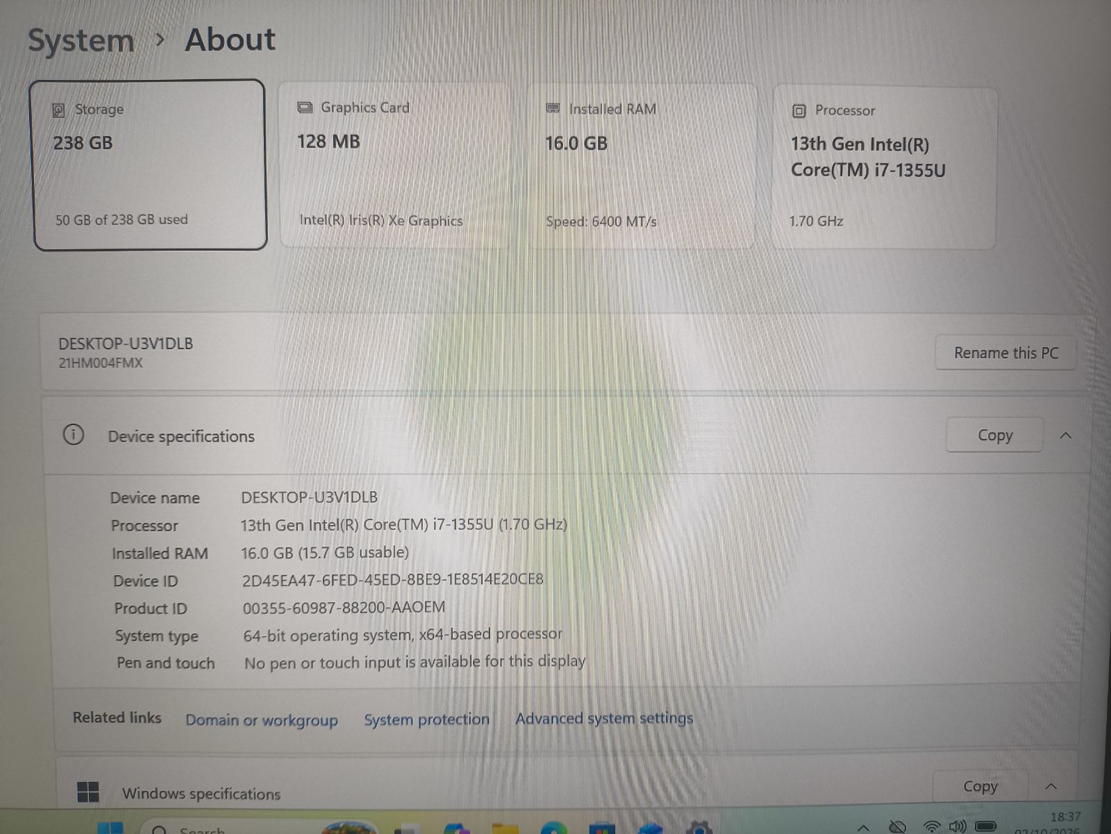 LENOVO ThinkPad X1 Carbon Gen 11 14.0 FHD+ IPS i7-1355U 16GB 256GB SSD 6% - Image 4