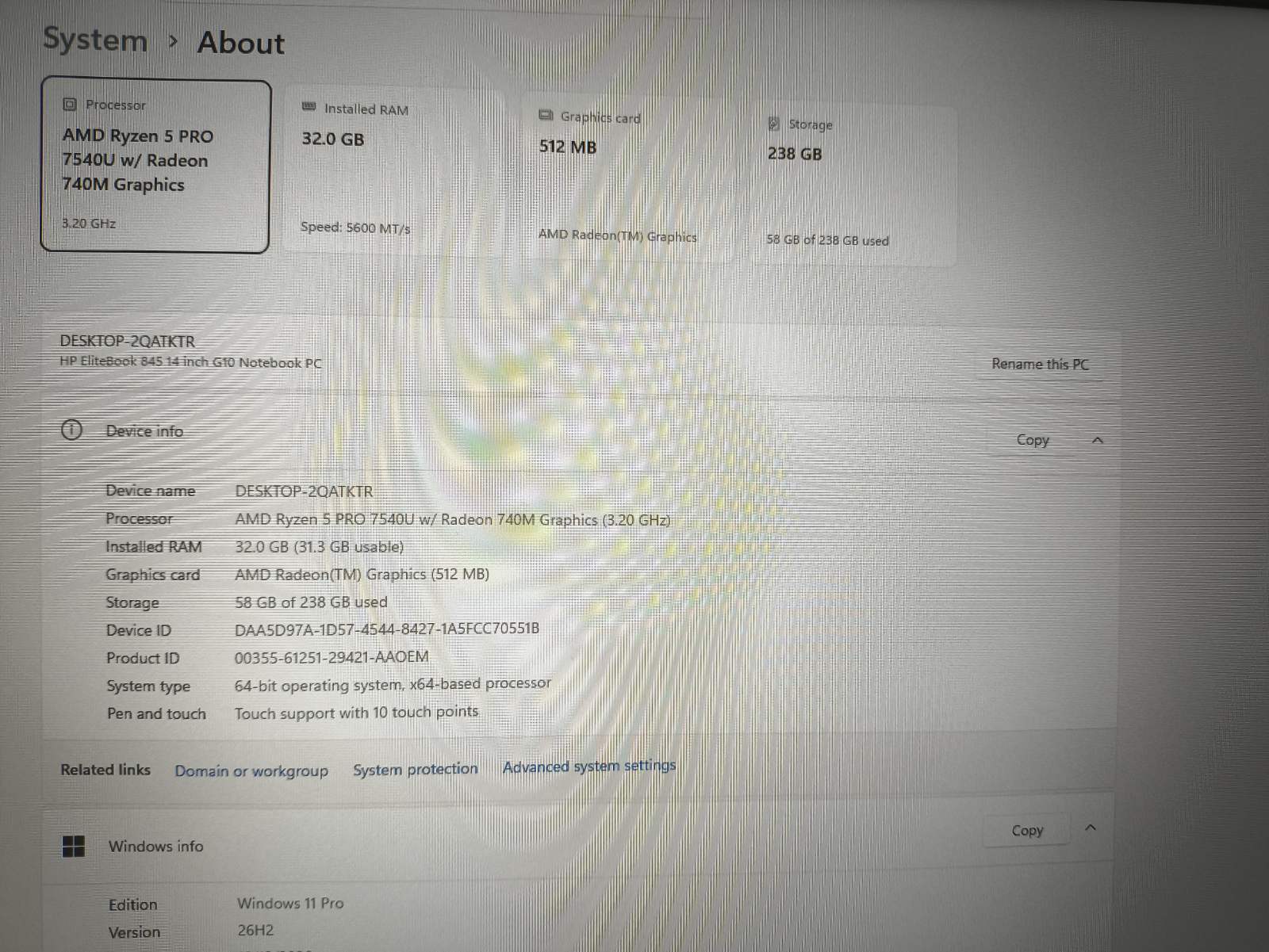 HP EliteBook 845 G10 Fhd+ Ips Touch Ryzen 5 7540u 32GB DDR5 256GB SSD, 12 mėn garantija - Image 4