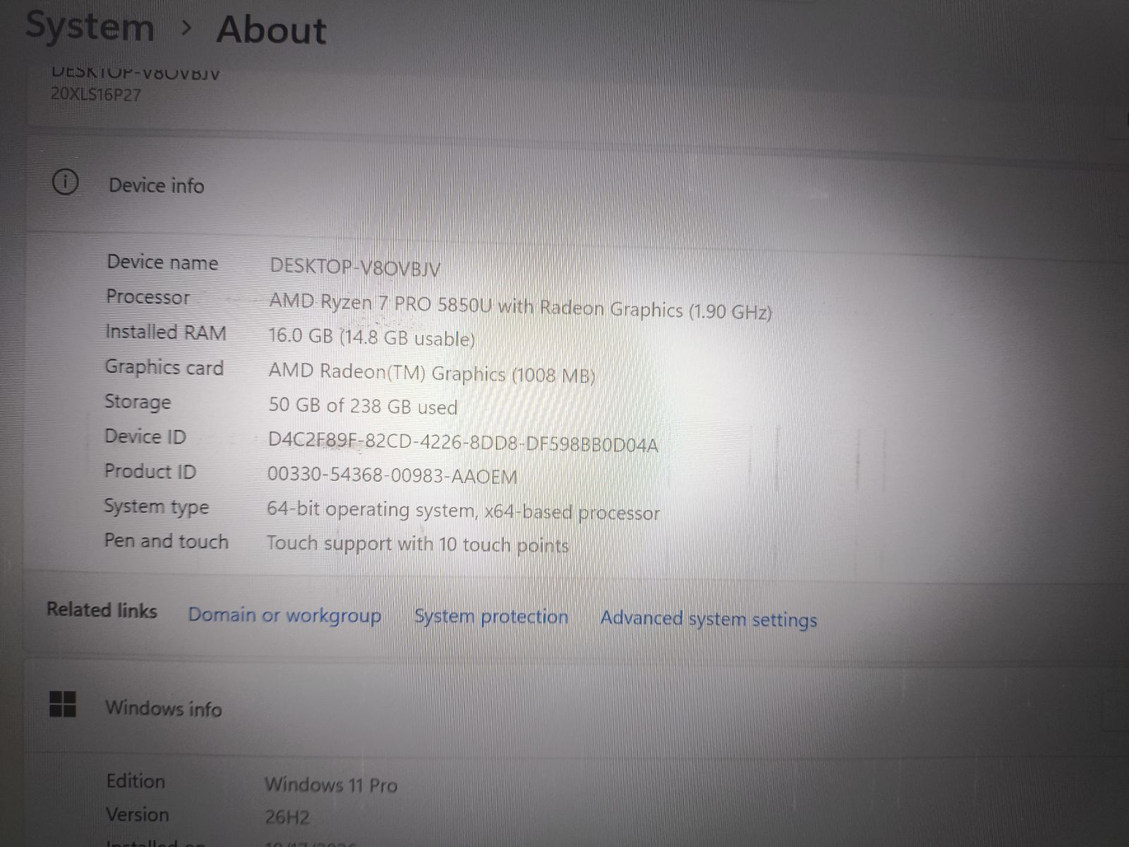 Lenovo ThinkPad T14 Gen 2 14" FHD IPS Touch 500 Nit Ryzen 7 PRO 5850U, 16GB, 256GB SSD, 11% Nuospaudos ekrane - Image 4