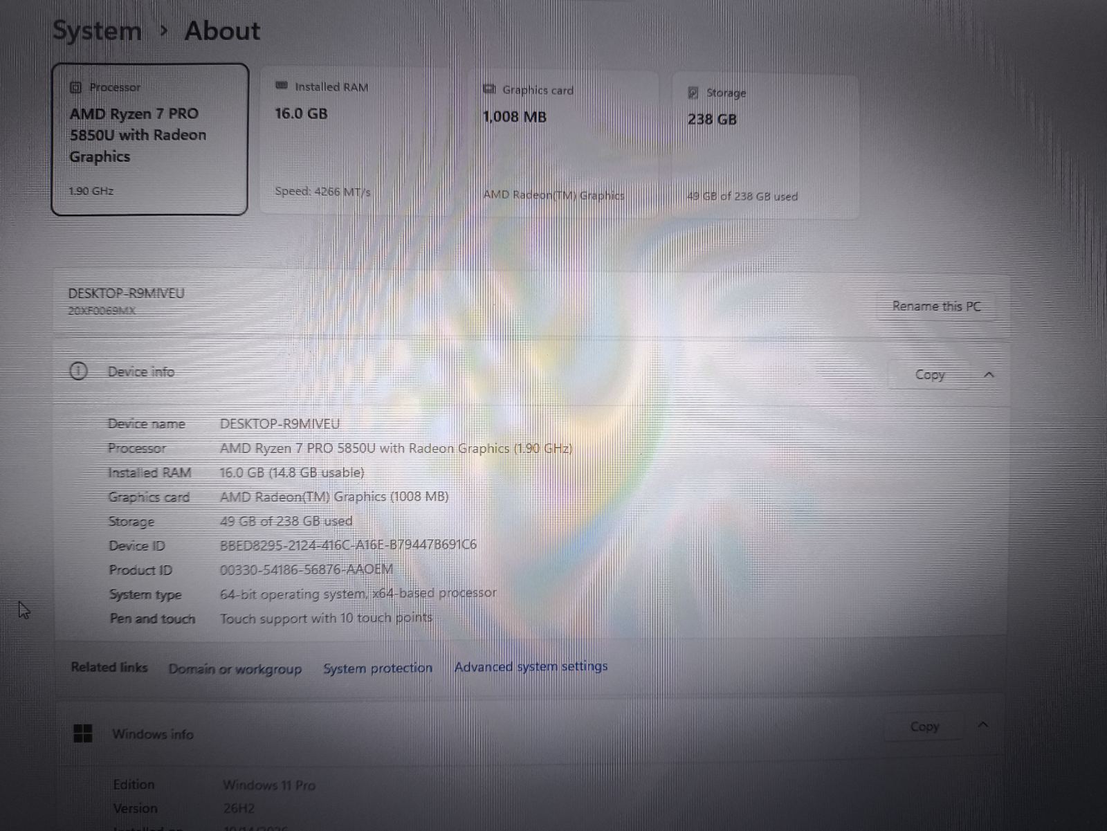 Lenovo ThinkPad T14 Gen 2 14" FHD IPS Touch 500 Nit Ryzen 7 PRO 5850U, 16GB, 256GB SSD, 0% - Image 4