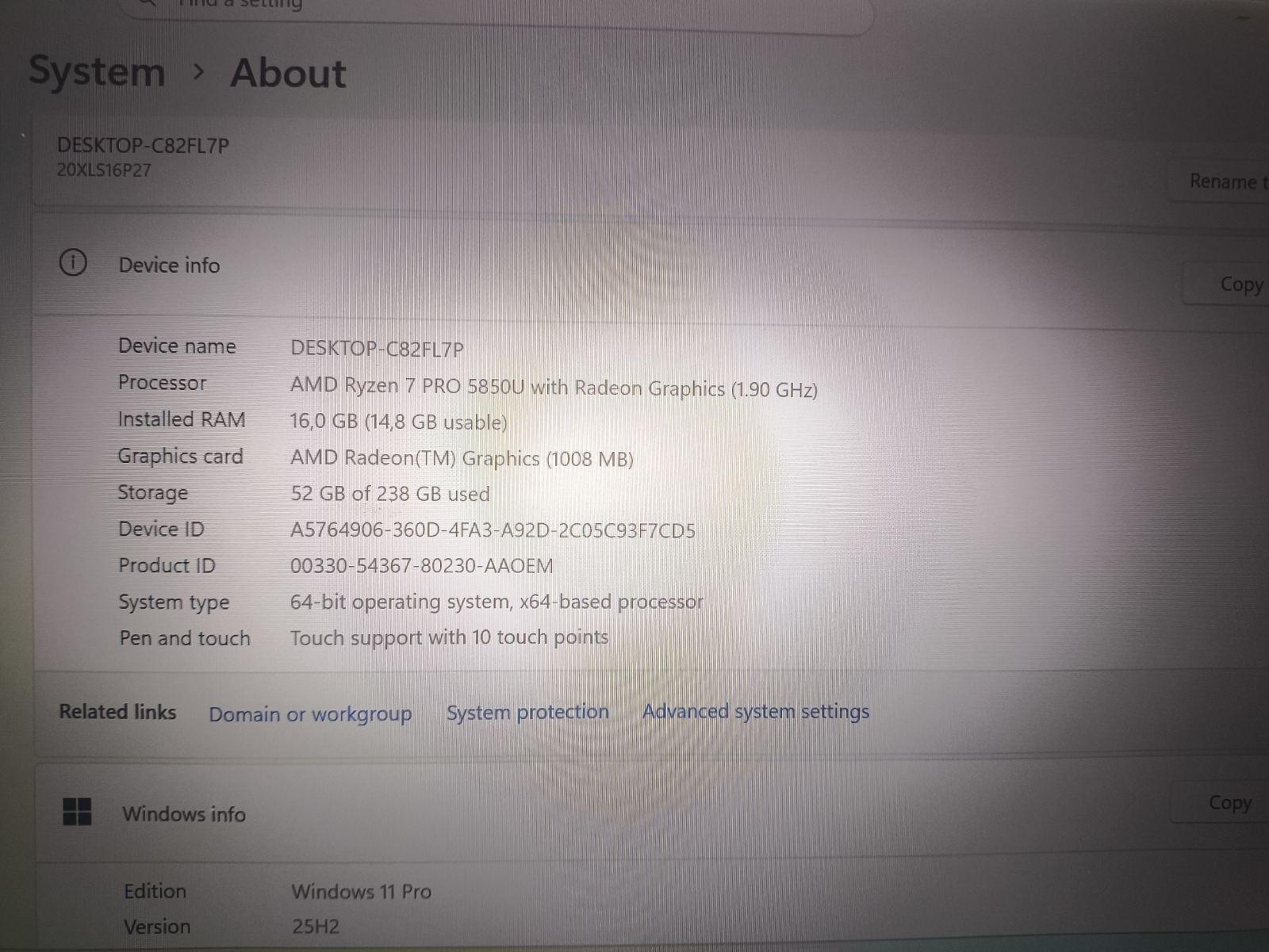 Lenovo ThinkPad T14 Gen 2 14" FHD IPS Touch 500 Nit Ryzen 7 PRO 5850U, 16GB, 256GB SSD, 9% - Image 4